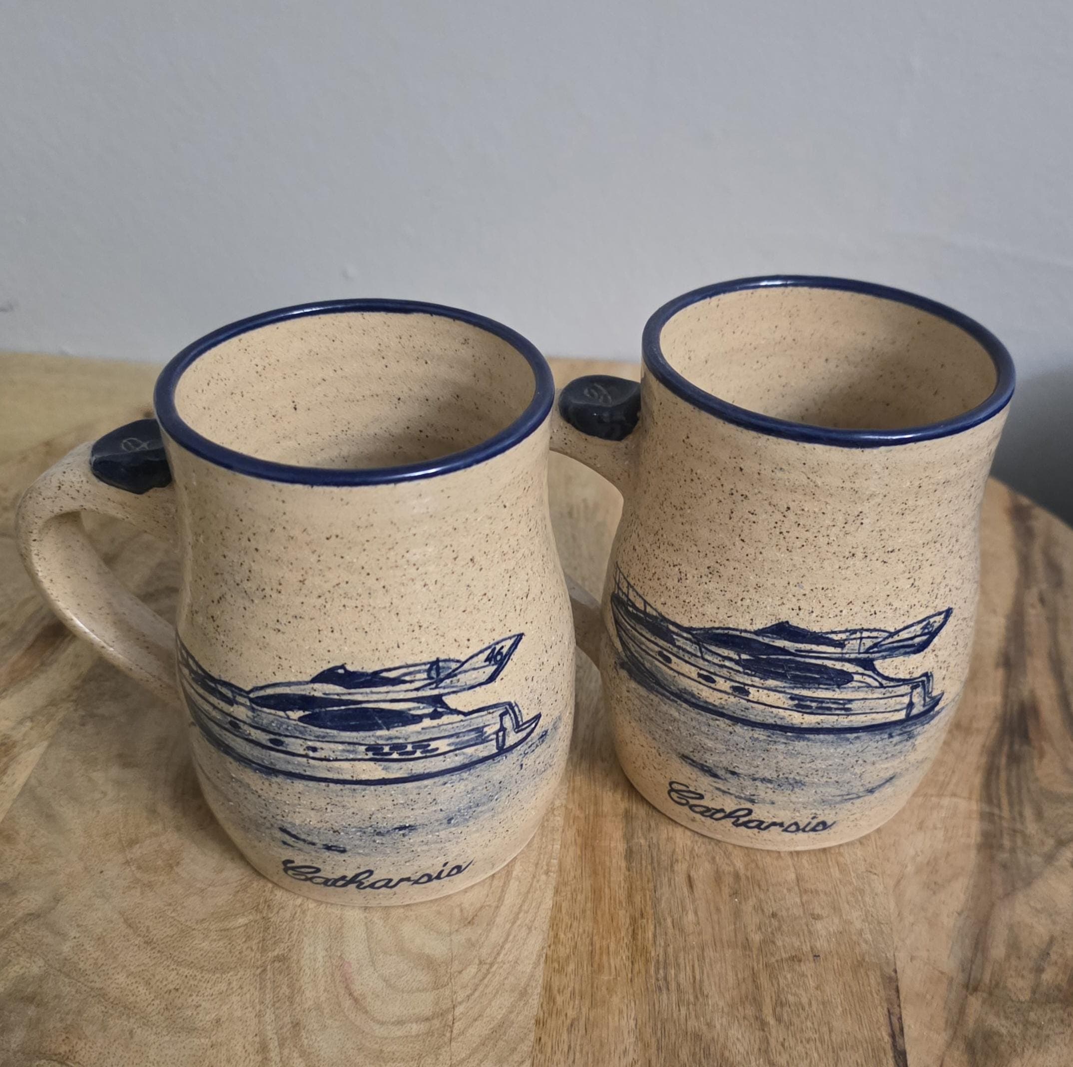 Vintage Boat Design "Catharsis" Pottery Bowl and Steins - Thumbnail 5