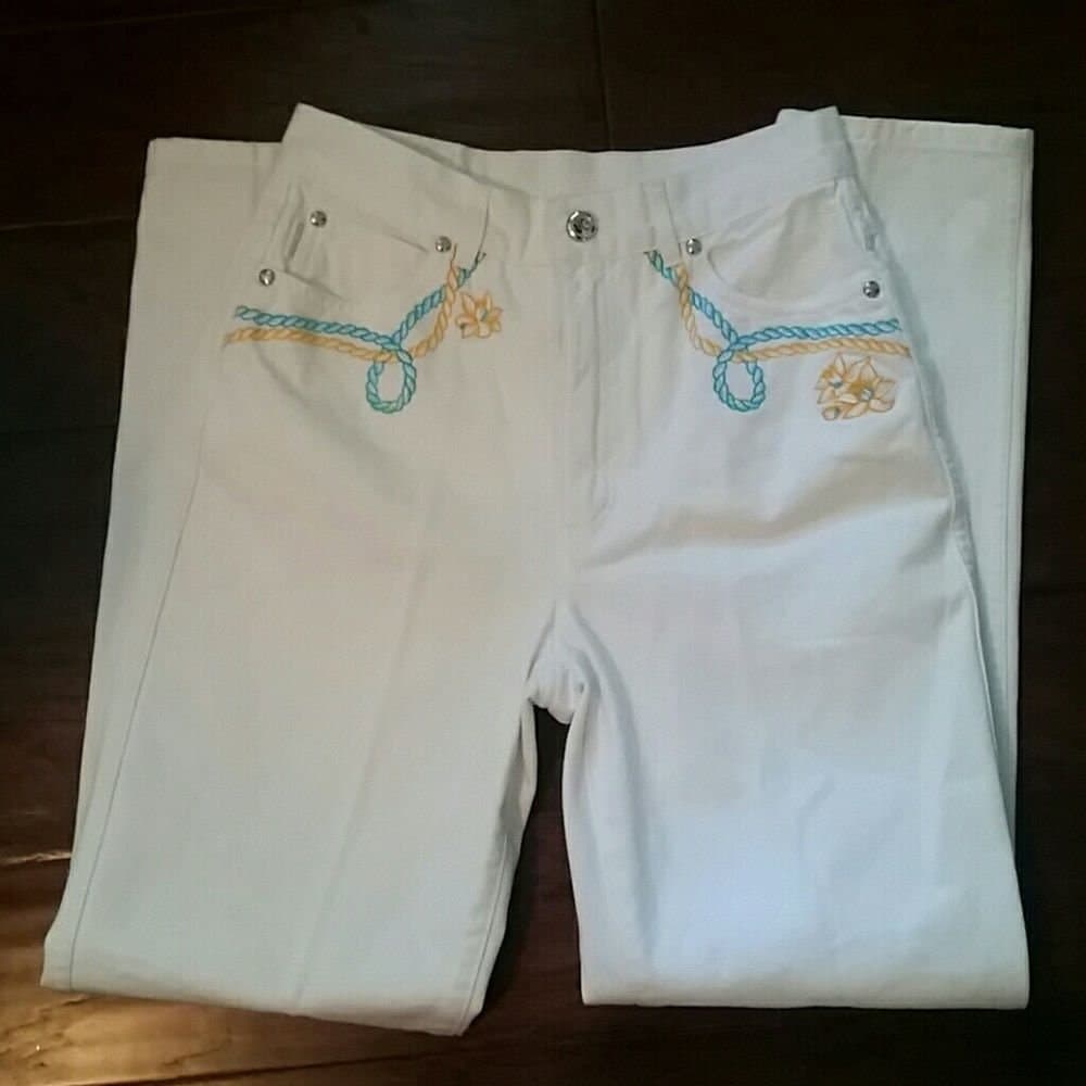 Vintage Escada White Denim Embroidered Jeans - Thumbnail 6