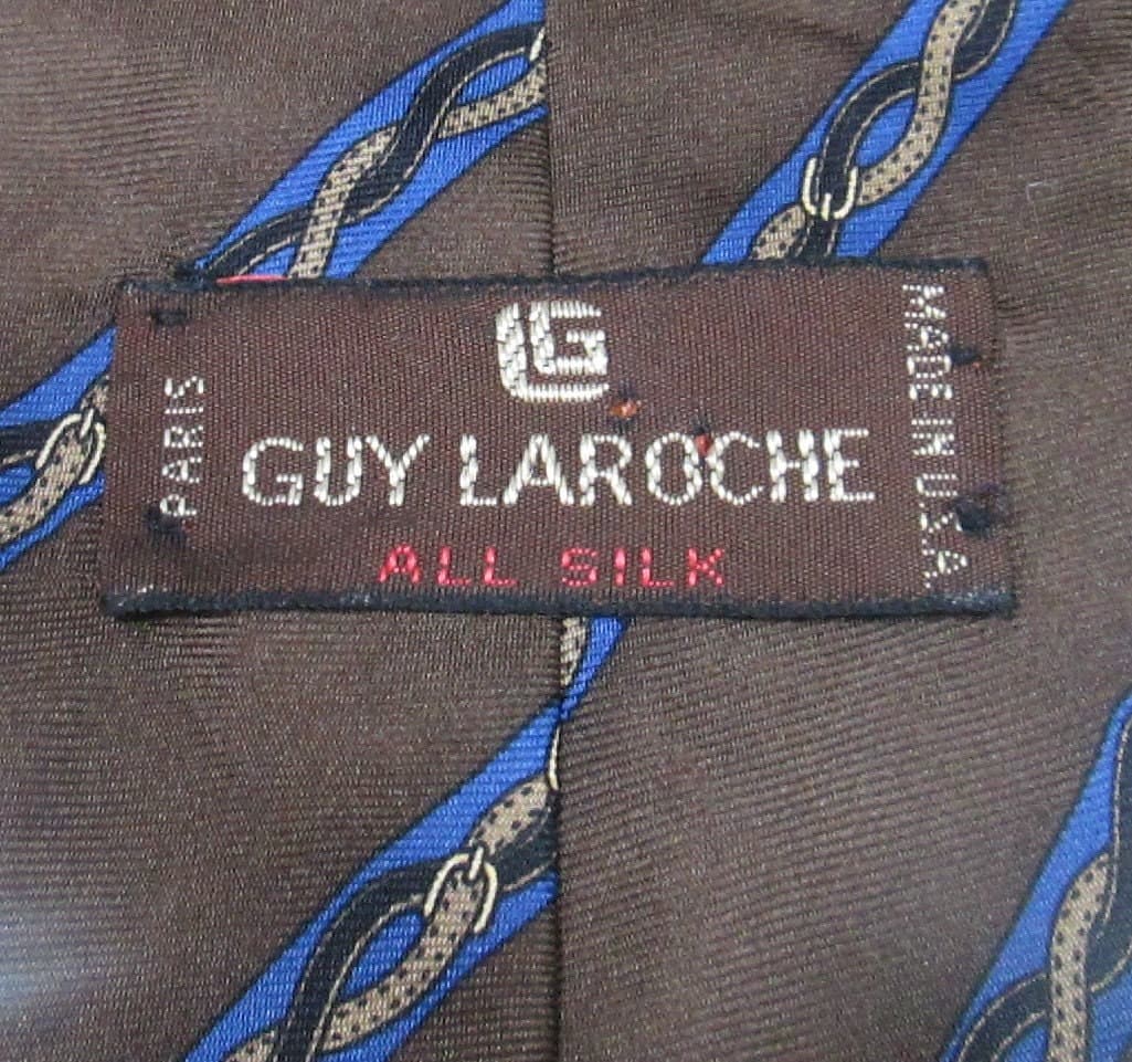 Vintage Brown Silk Guy Laroche Tie - Thumbnail 3