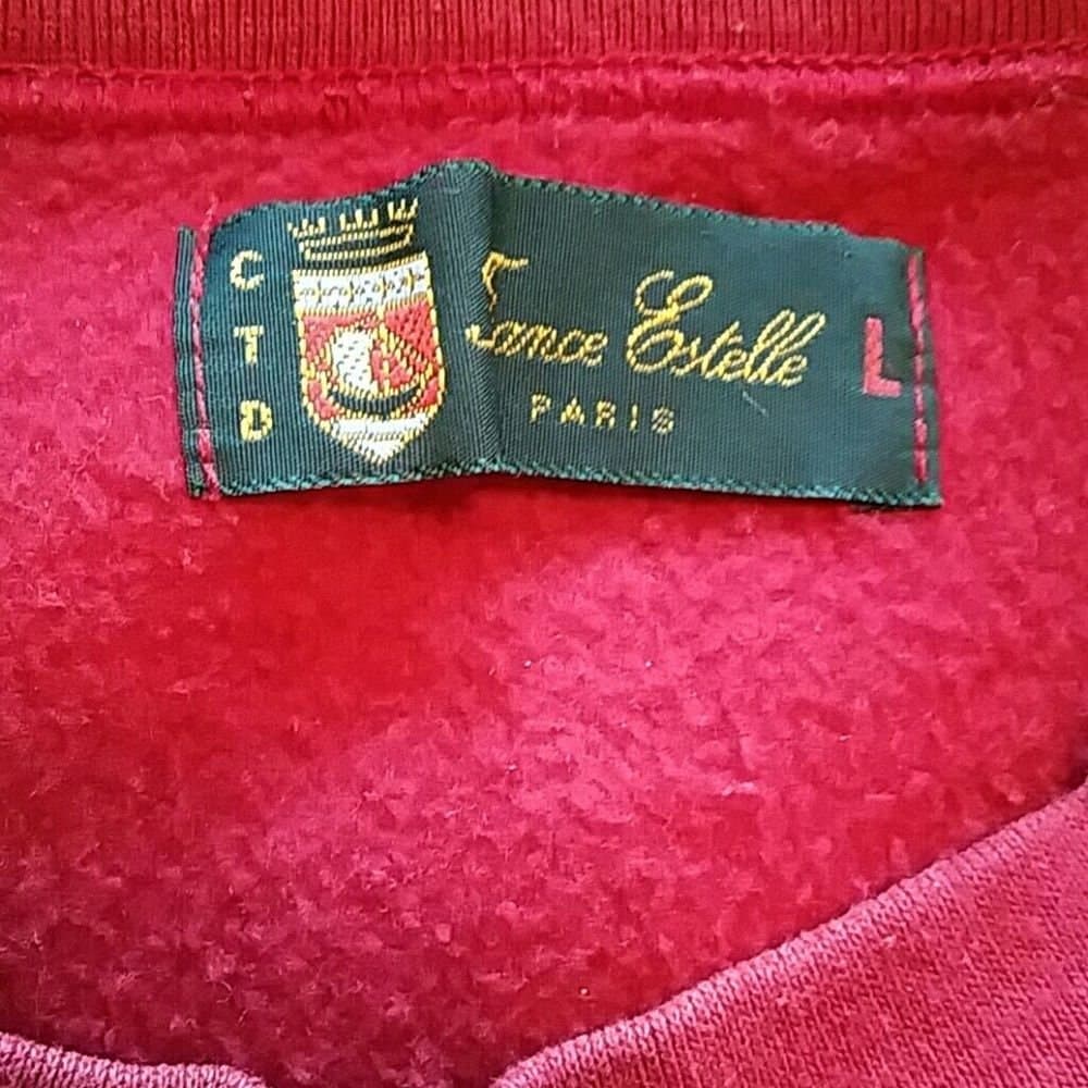 Vintage Paris Sweatshirt, Embroidered Eiffel Tower, Burgundy Estelle France - Thumbnail 4