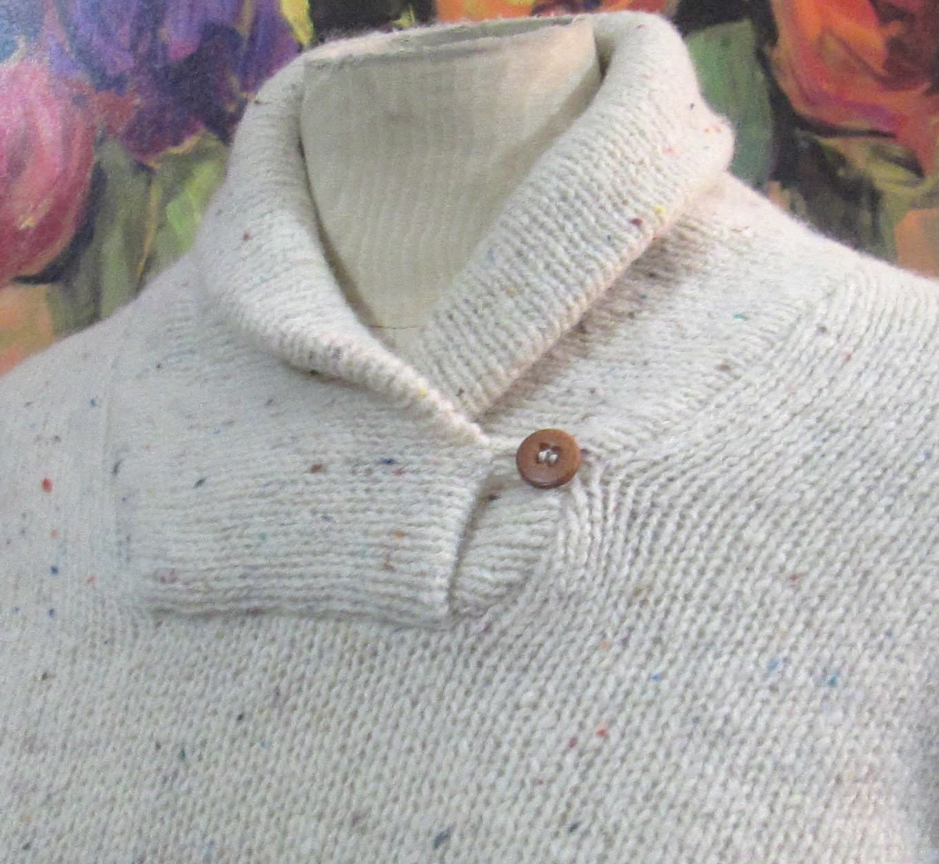Vintage 1970's Winona Knits Cream Flecked Wool Sweater - Thumbnail 3