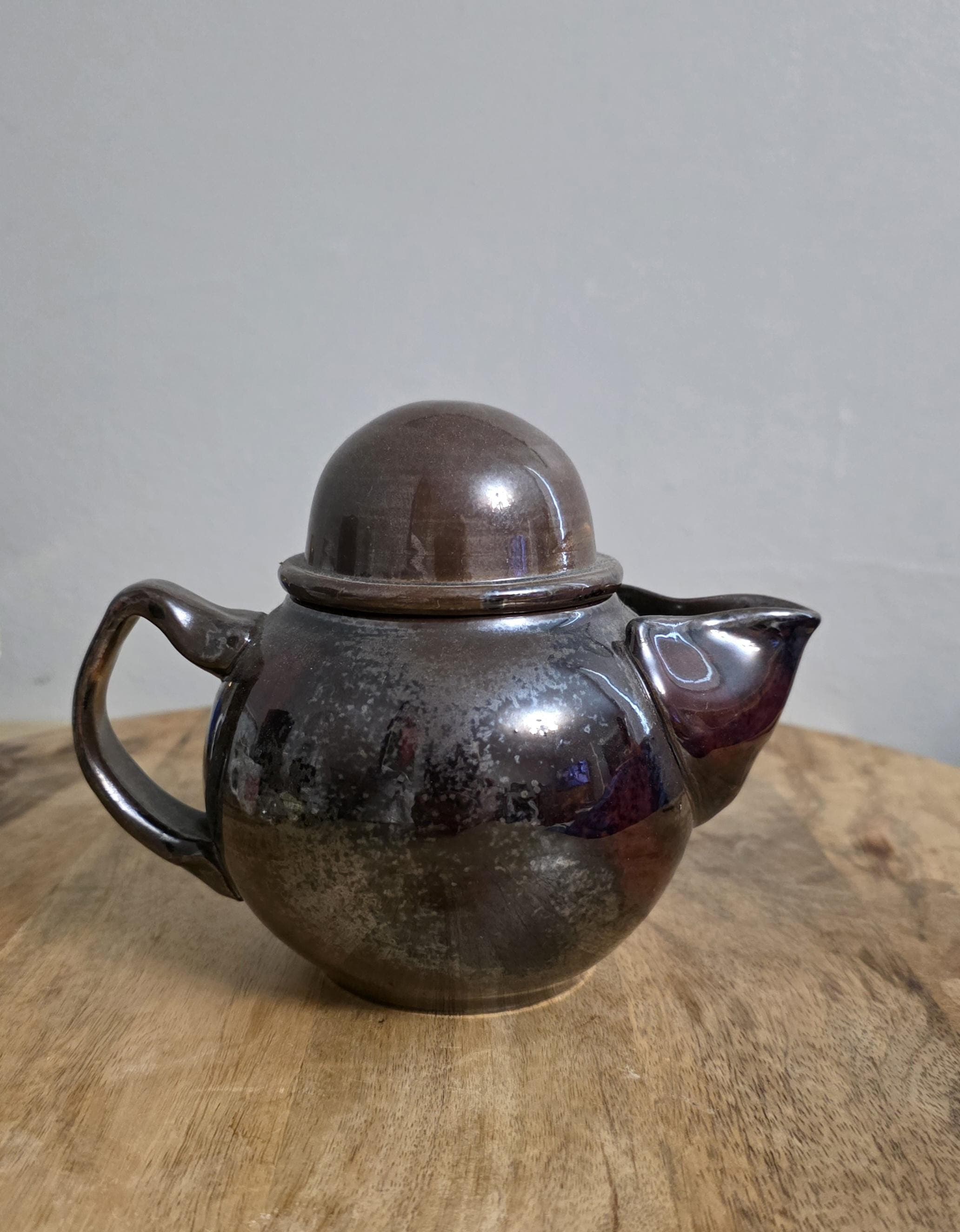 Vintage Brown Glaze Arts & Crafts Teapot - Thumbnail 2
