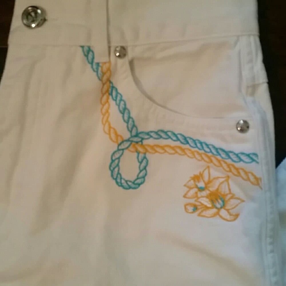 Vintage Escada White Denim Embroidered Jeans - Thumbnail 5