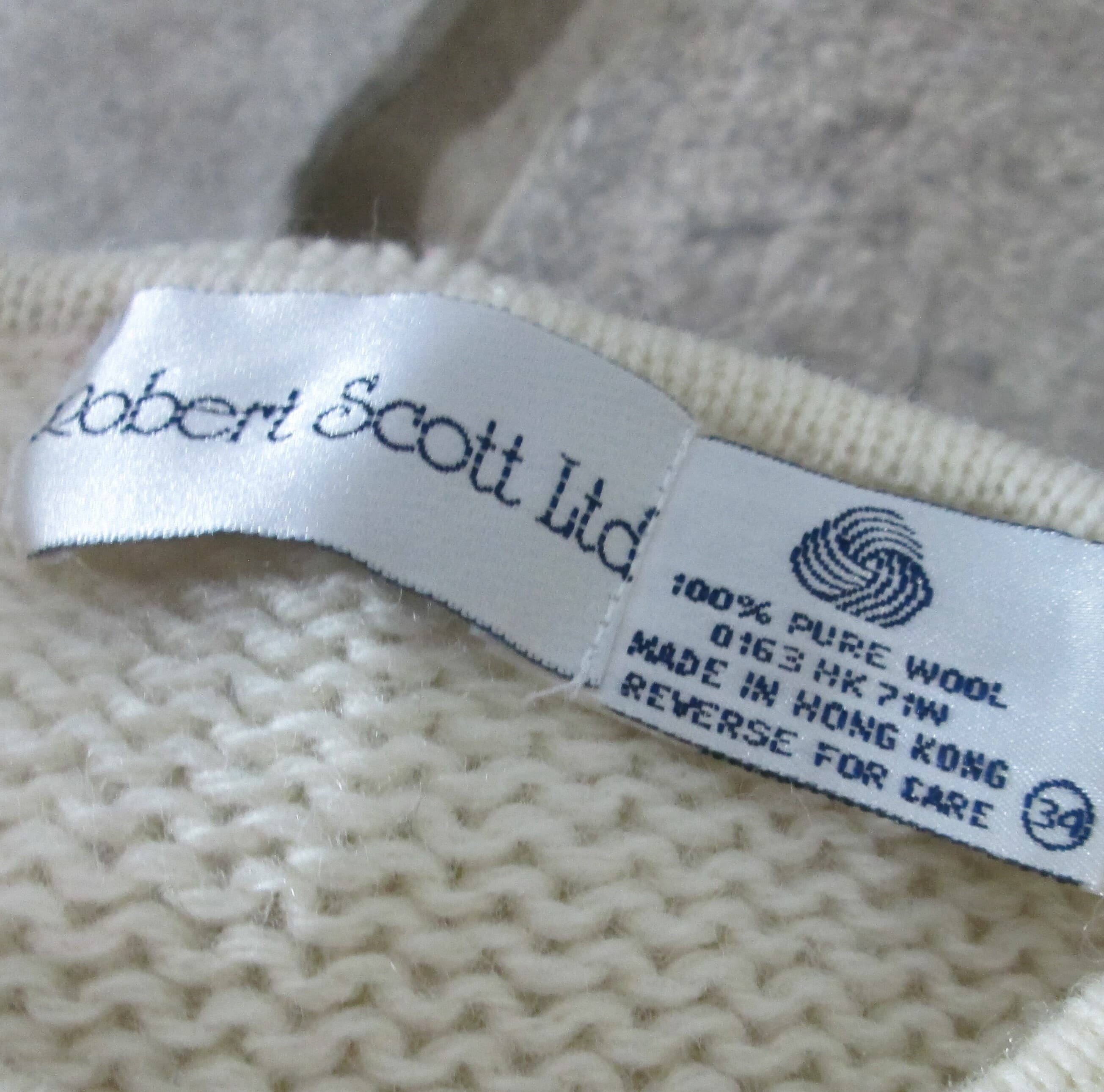 Vintage 80's Cream Cable Knit Irish Aran Wool Cardigan Sweater - Thumbnail 4