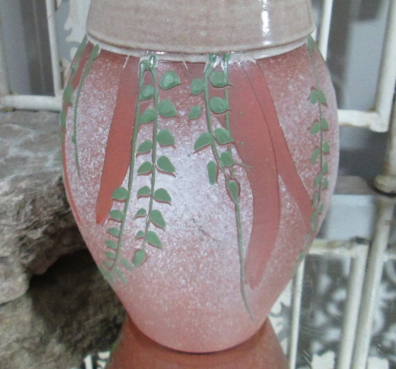 Vintage Handmade Pottery Vine Vase - Thumbnail 2