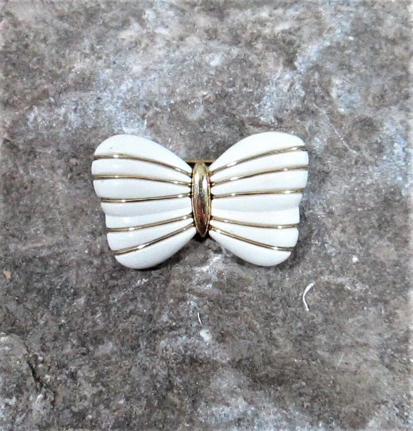 Vintage Napier White Bow Brooch