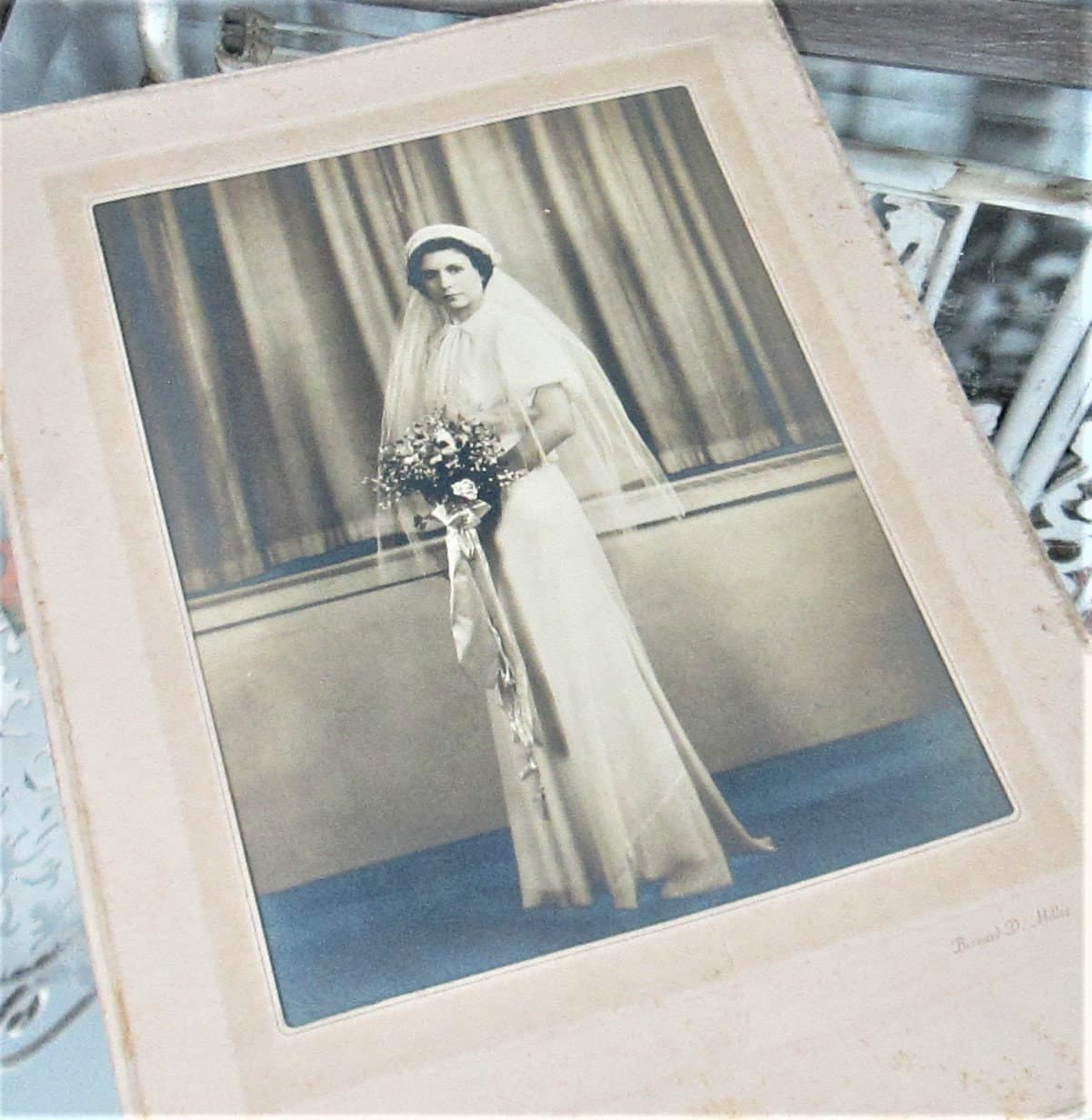 Vintage 1930's Gelatin Print Wedding Photo Marting's Studio Bernard D. Miller