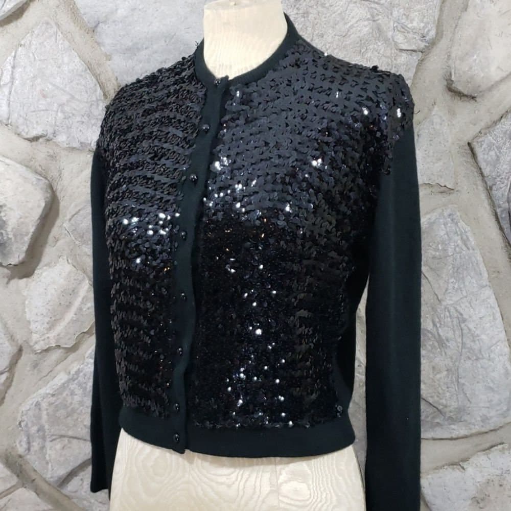Vintage 50's Black Sequin Cardigan