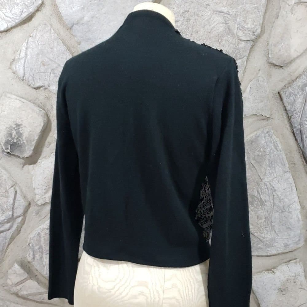 Vintage 50's Black Sequin Cardigan - Thumbnail 2
