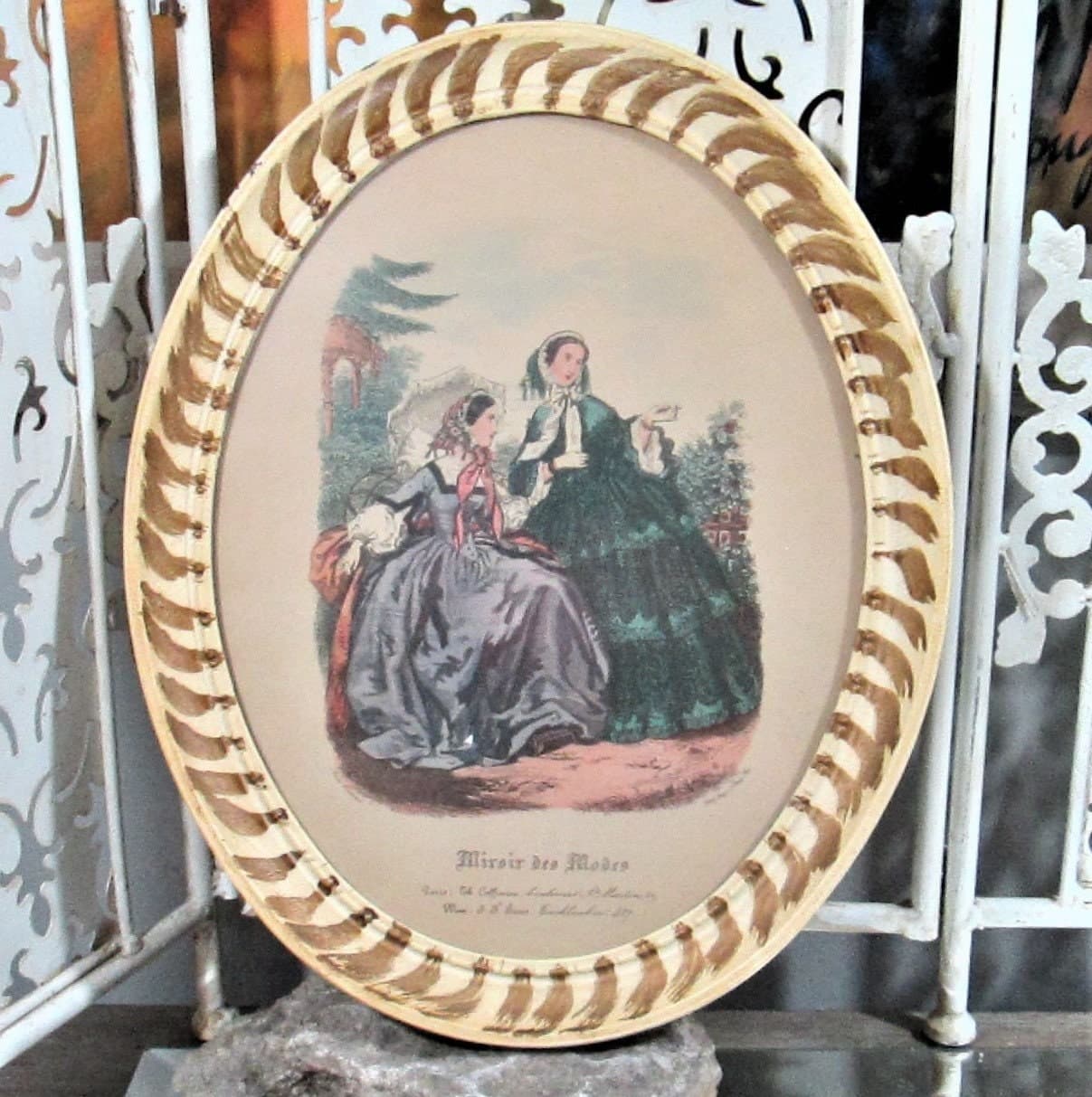 Vintage 1940's Anais Courdoure Miroir Des Modes Framed Print
