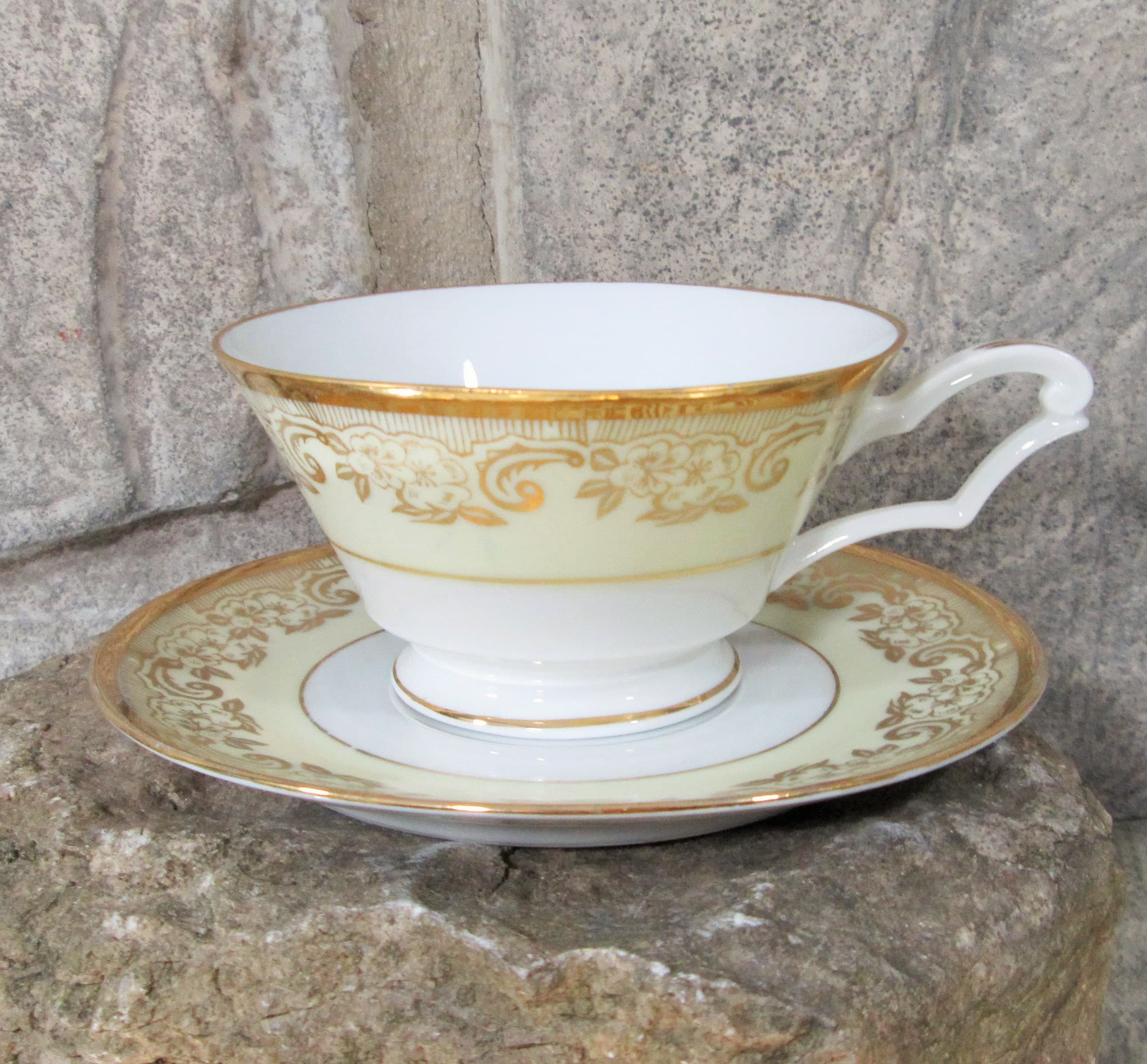 Vintage Royal Crown 22K Gold Trim Cup and Saucer, 8 Available