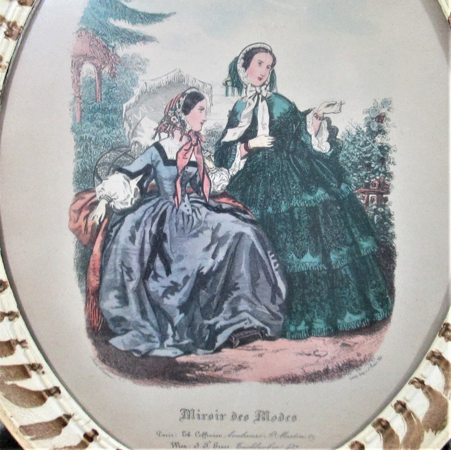 Vintage 1940's Anais Courdoure Miroir Des Modes Framed Print - Thumbnail 2