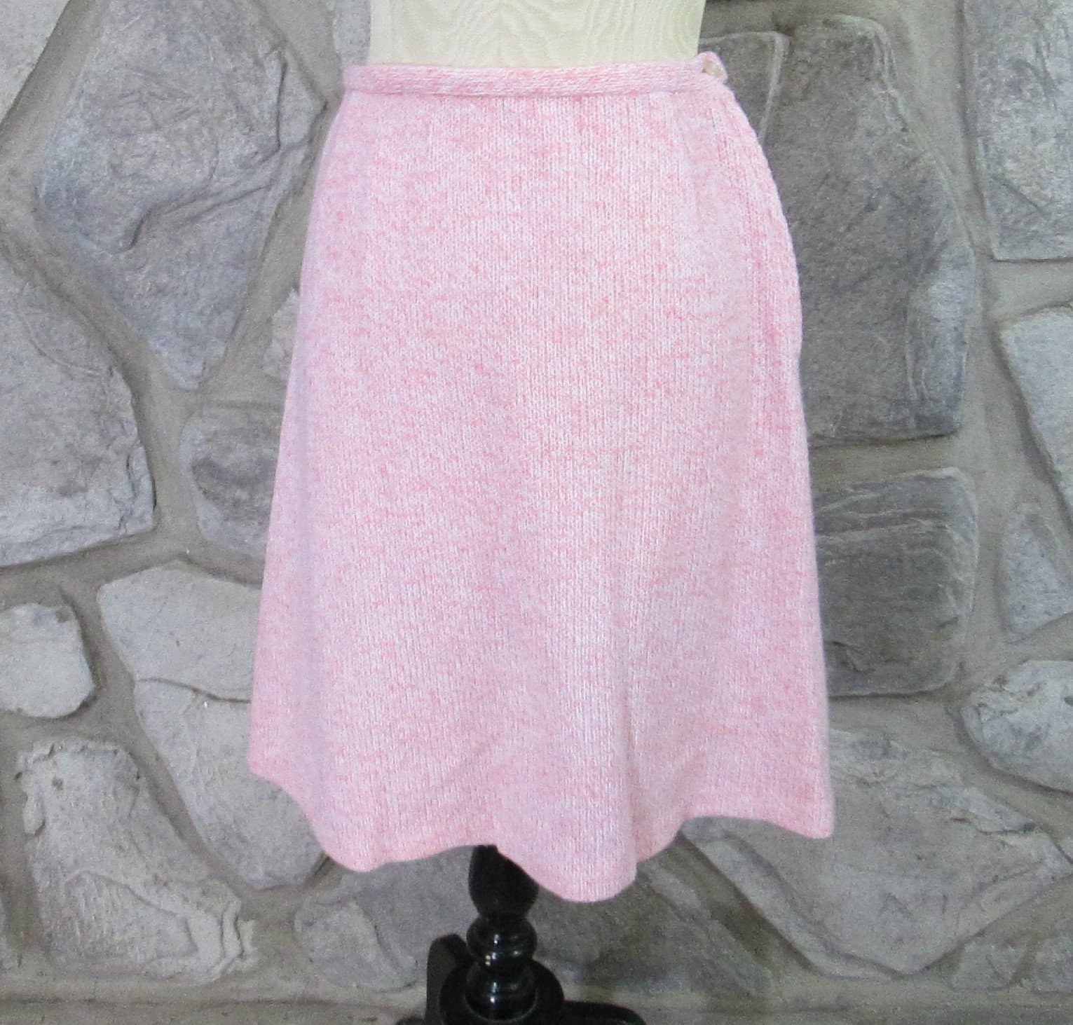 Vintage 1960's Bobbie Brooks Pink Heather Knit Skirt Suit - Thumbnail 3