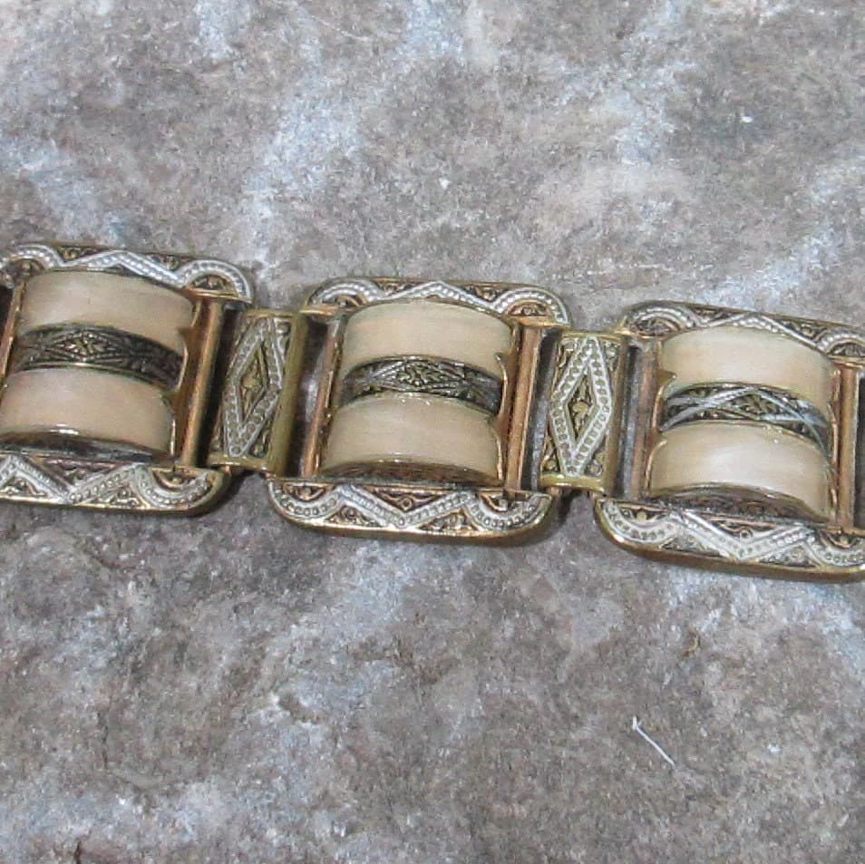 Vintage Spainish Damascene Bracelet - Thumbnail 2