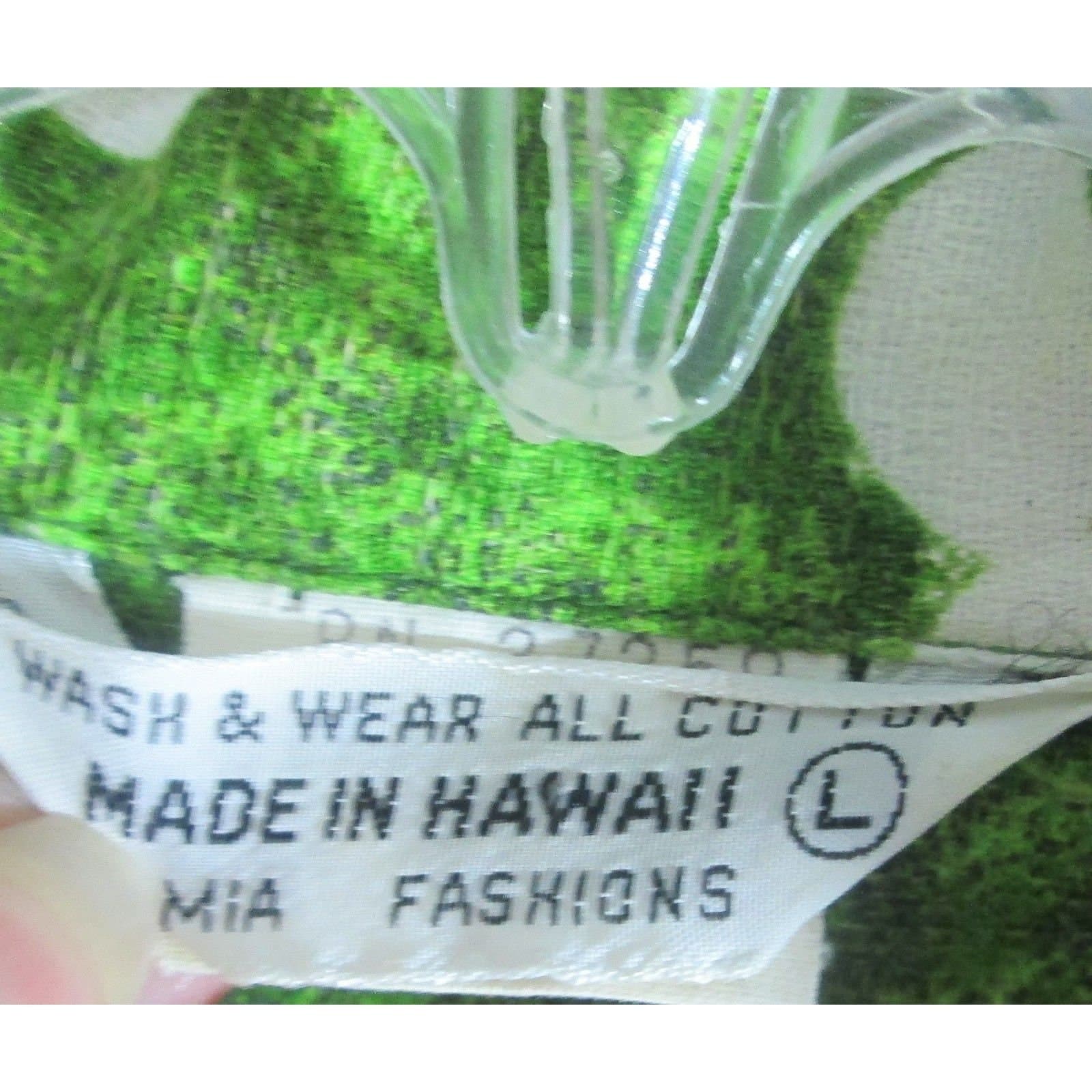 Vintage Green & White Bark Cloth Hawaiian Shirt - Thumbnail 3