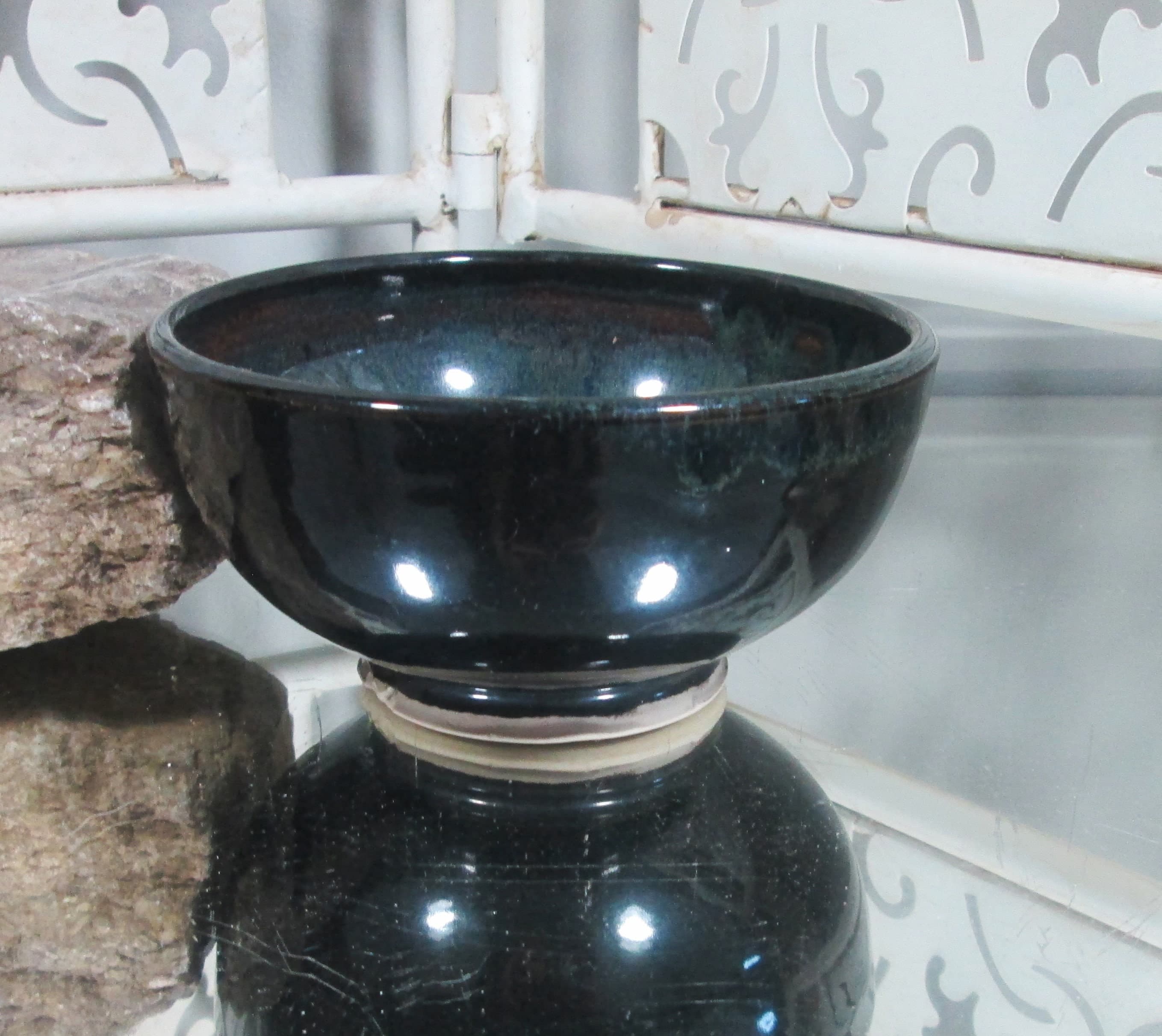 Vintage Black Japanese Pottery Bowl