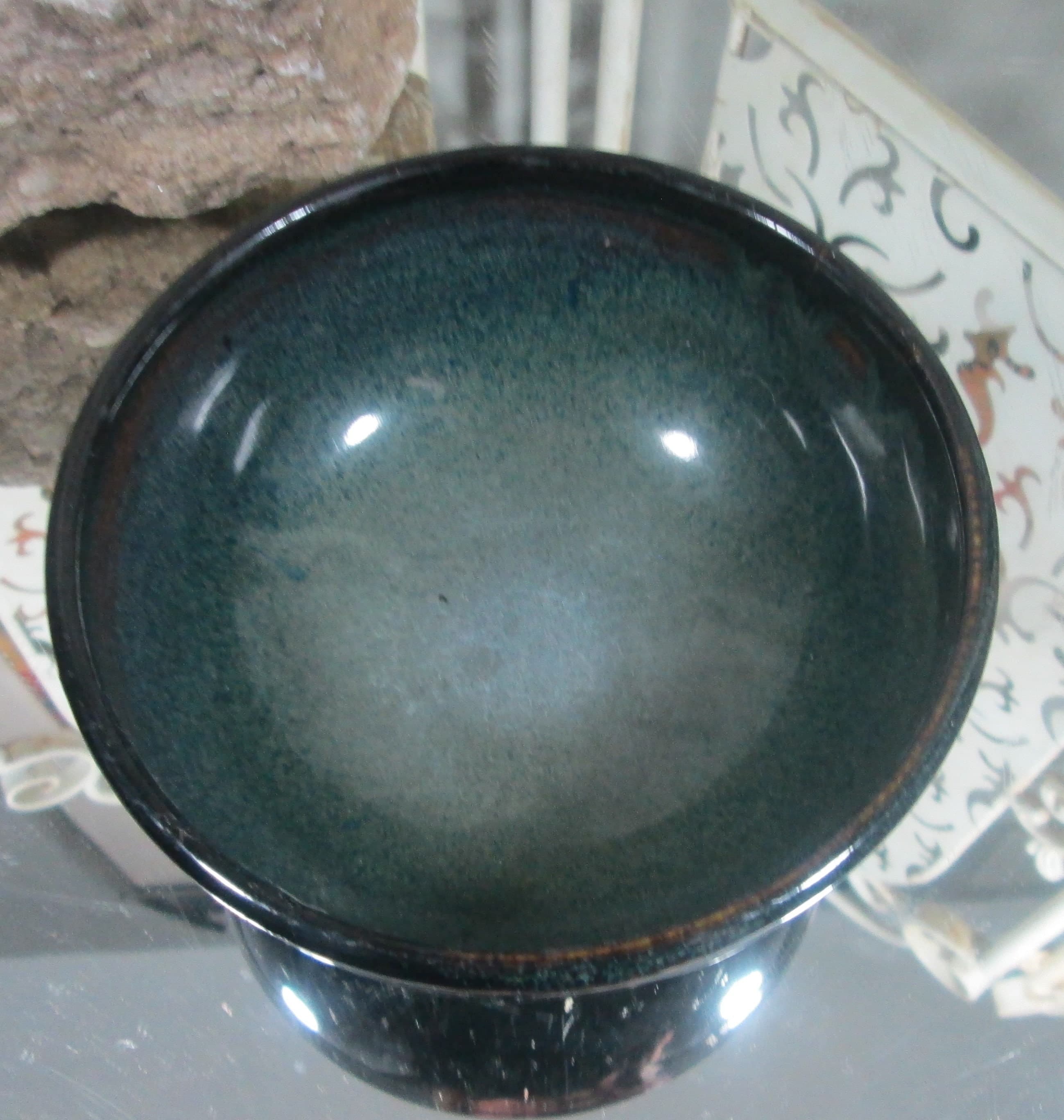 Vintage Black Japanese Pottery Bowl - Thumbnail 2