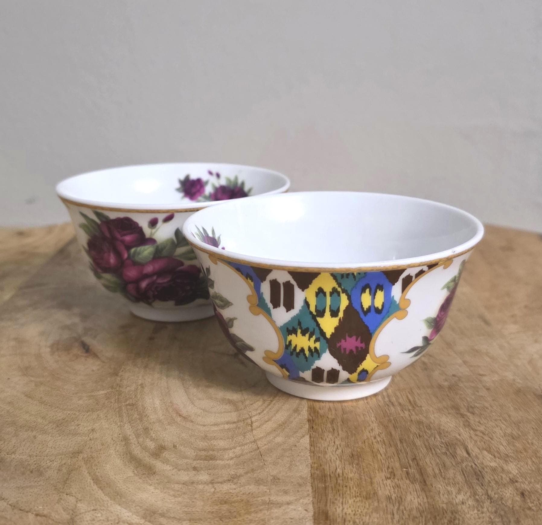 Vintage Karoleva Porcelain Floral Bullion Cup, 2 Available - Thumbnail 4