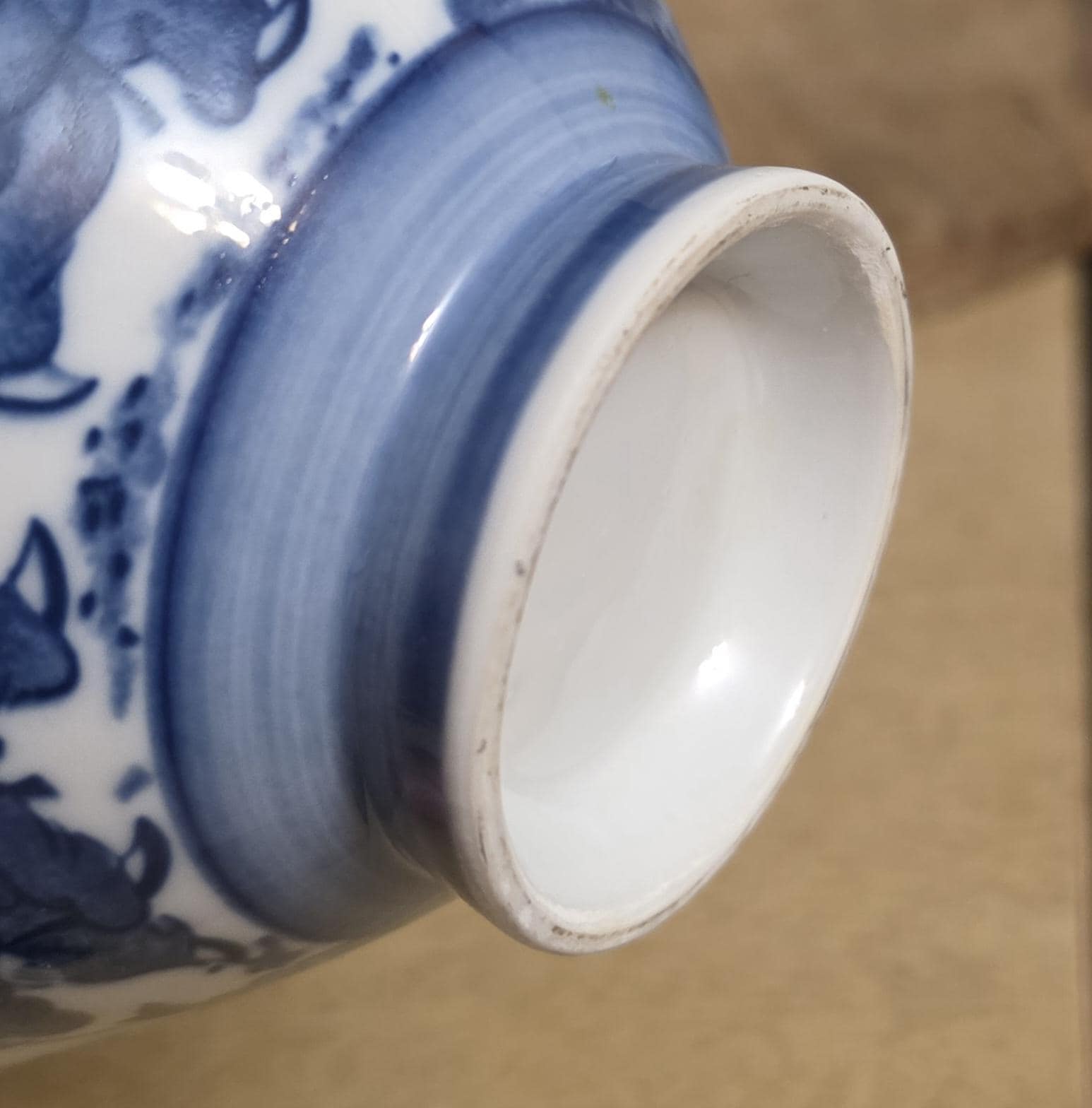 Vintage Blue and White Chinese Boys Karako Bowl - Thumbnail 2