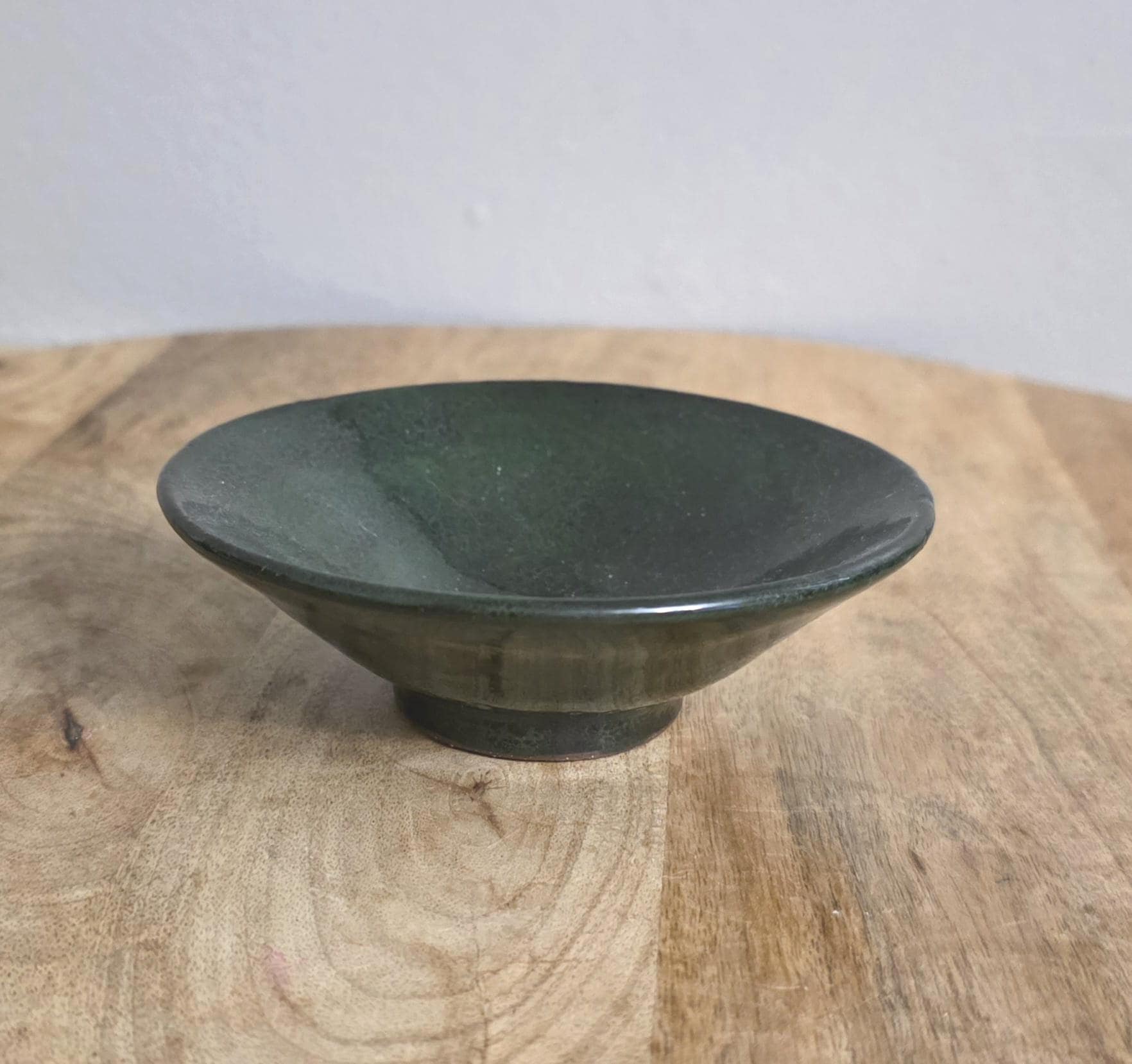 Vintage Japanese Pottery Green Glaze Bowl