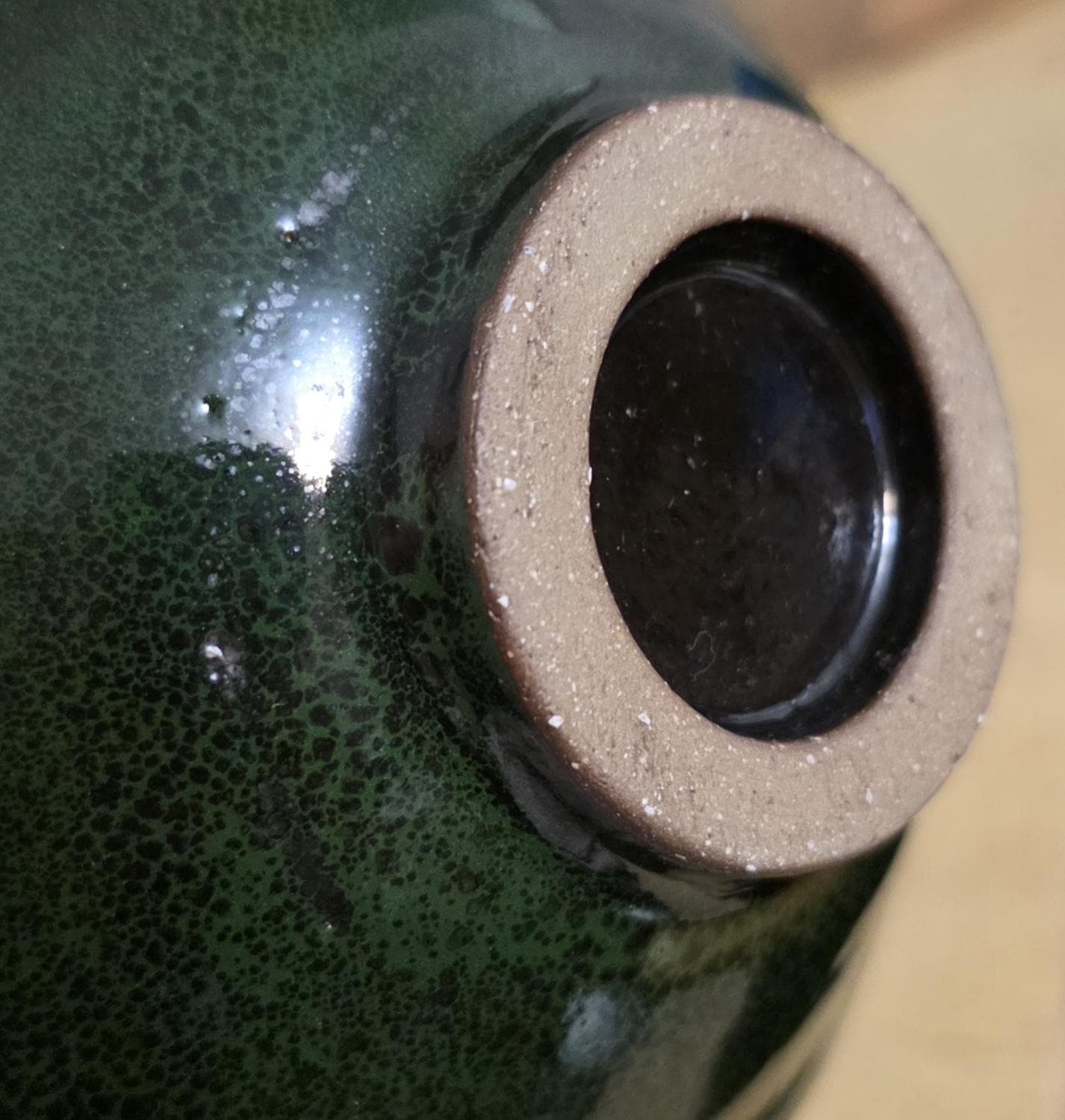 Vintage Japanese Pottery Green Glaze Bowl - Thumbnail 3