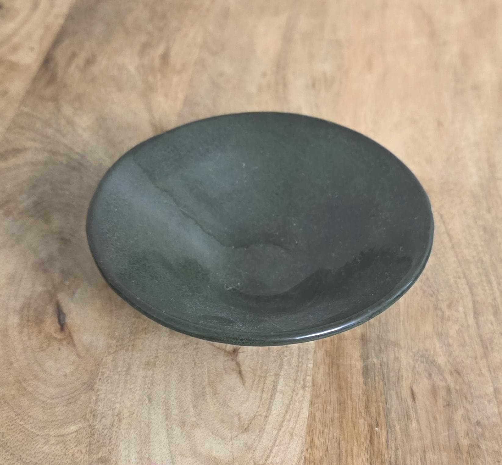 Vintage Japanese Pottery Green Glaze Bowl - Thumbnail 4