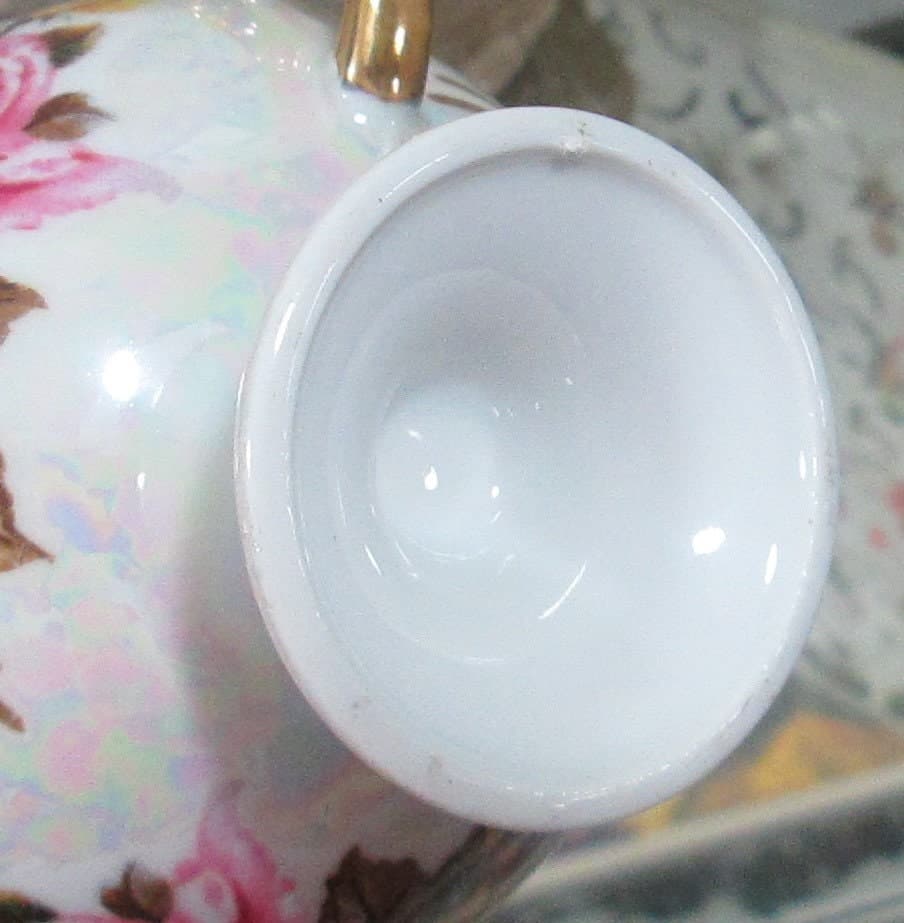 Vintage English China Rose Pattern Tea Cup - Thumbnail 4