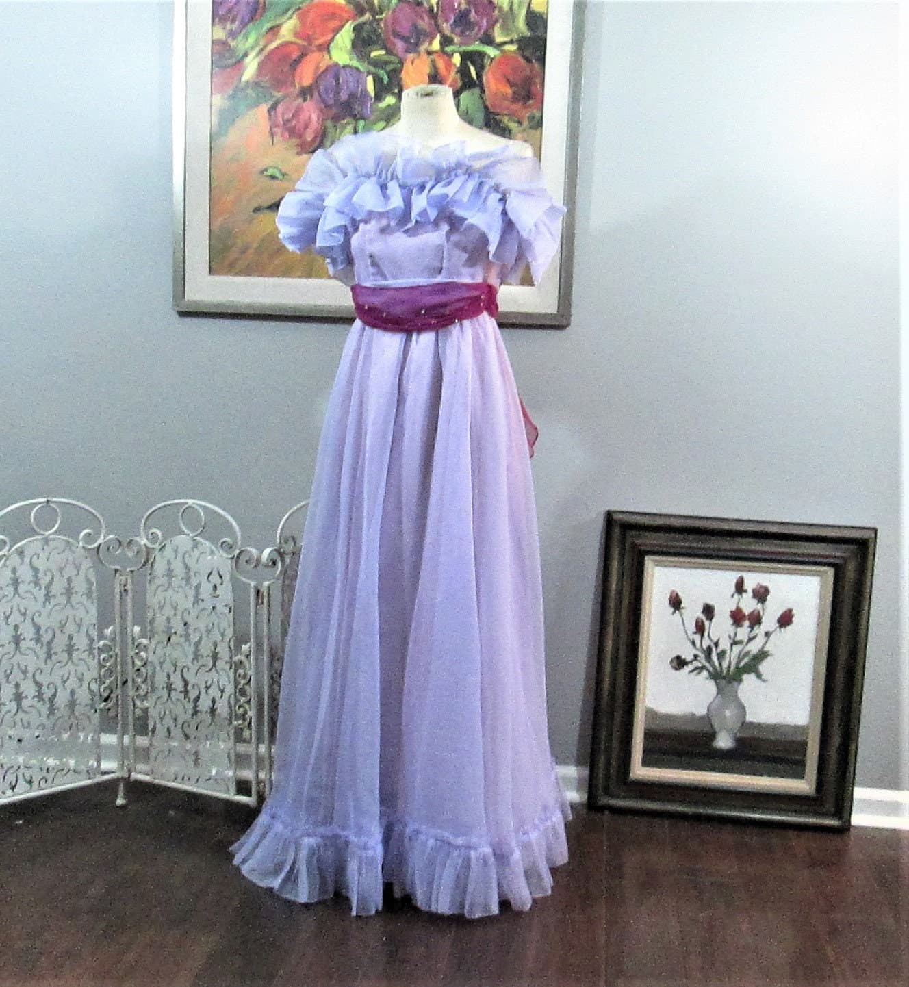 Vintage 1970's Lavender Prom Dress, XXXS
