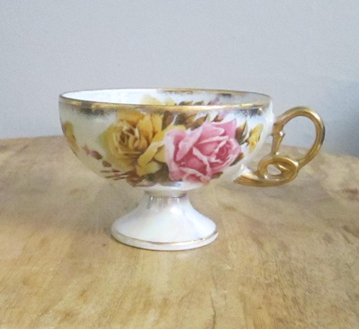Vintage English China Rose Pattern Tea Cup