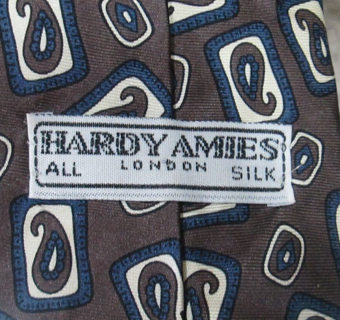 Vintage Hardy Amies Brown Silk Paisley Tie - Thumbnail 2
