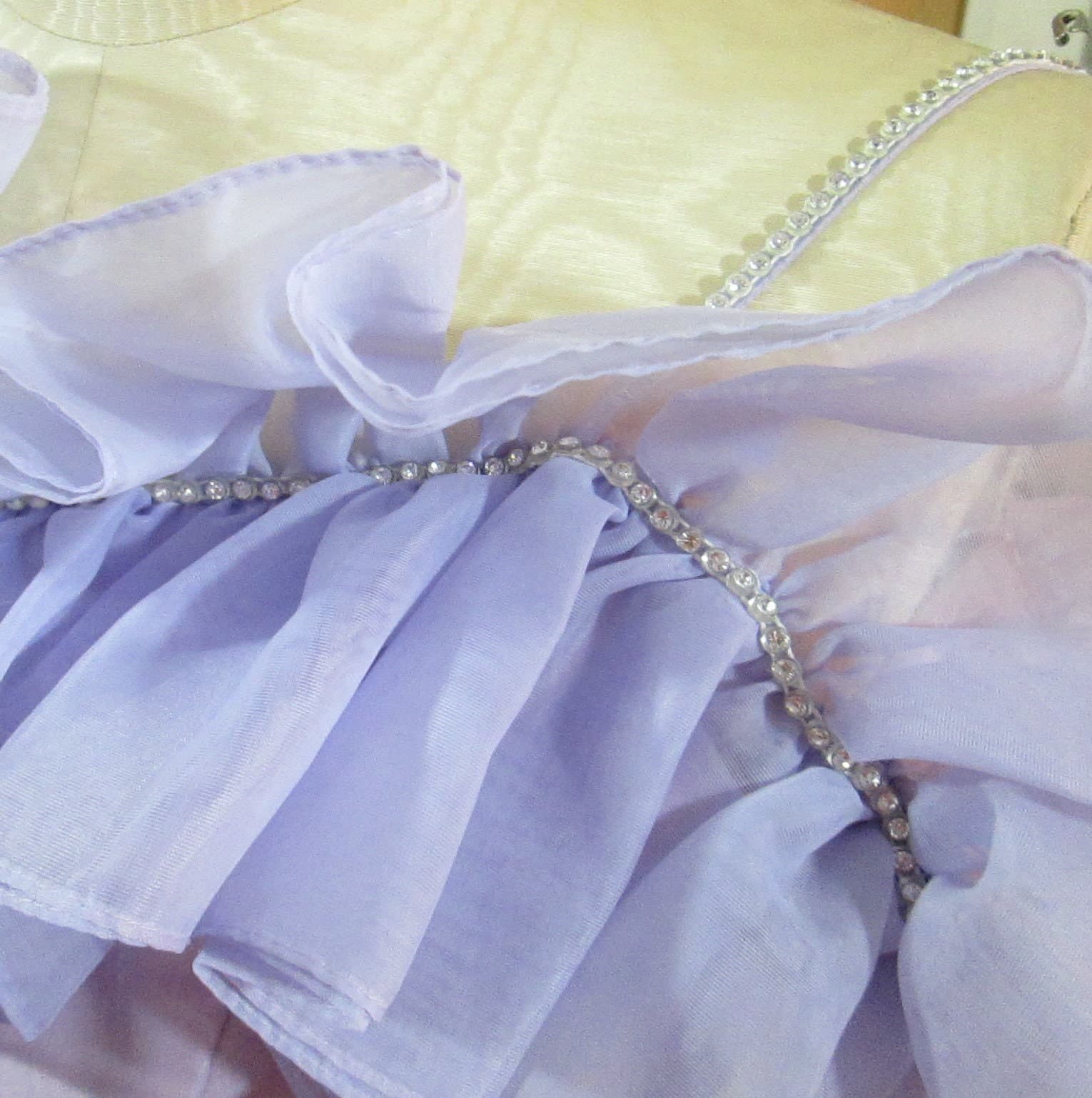 Vintage 1970's Lavender Prom Dress, XXXS - Thumbnail 3