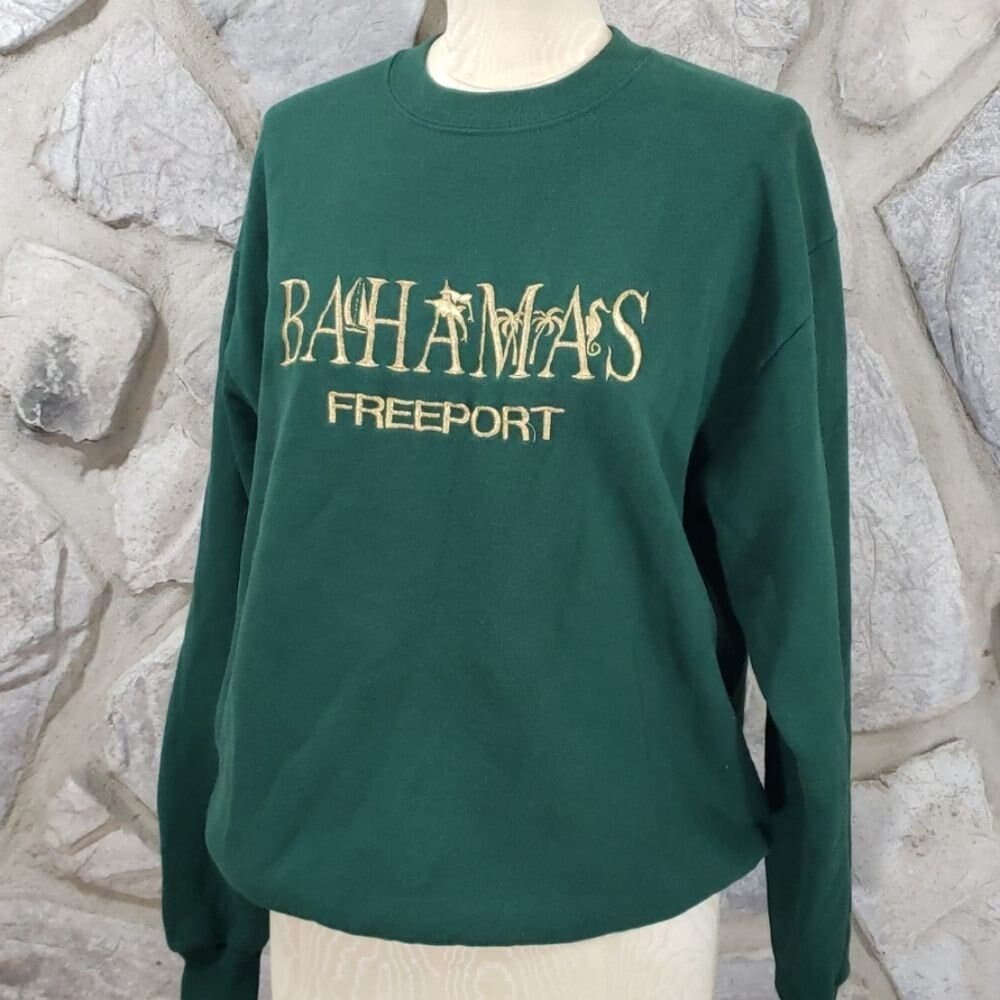 Vintage Jerzees Freeport Bahamas Green Sweatshirt
