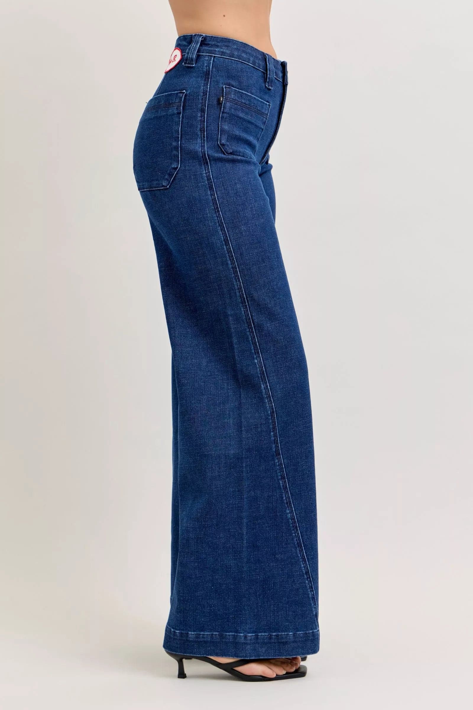 Judy Blue High-Waisted Retro Wide Jeans with Patch Pkts & Twisted Seams - DK / 9(29) - Thumbnail 2