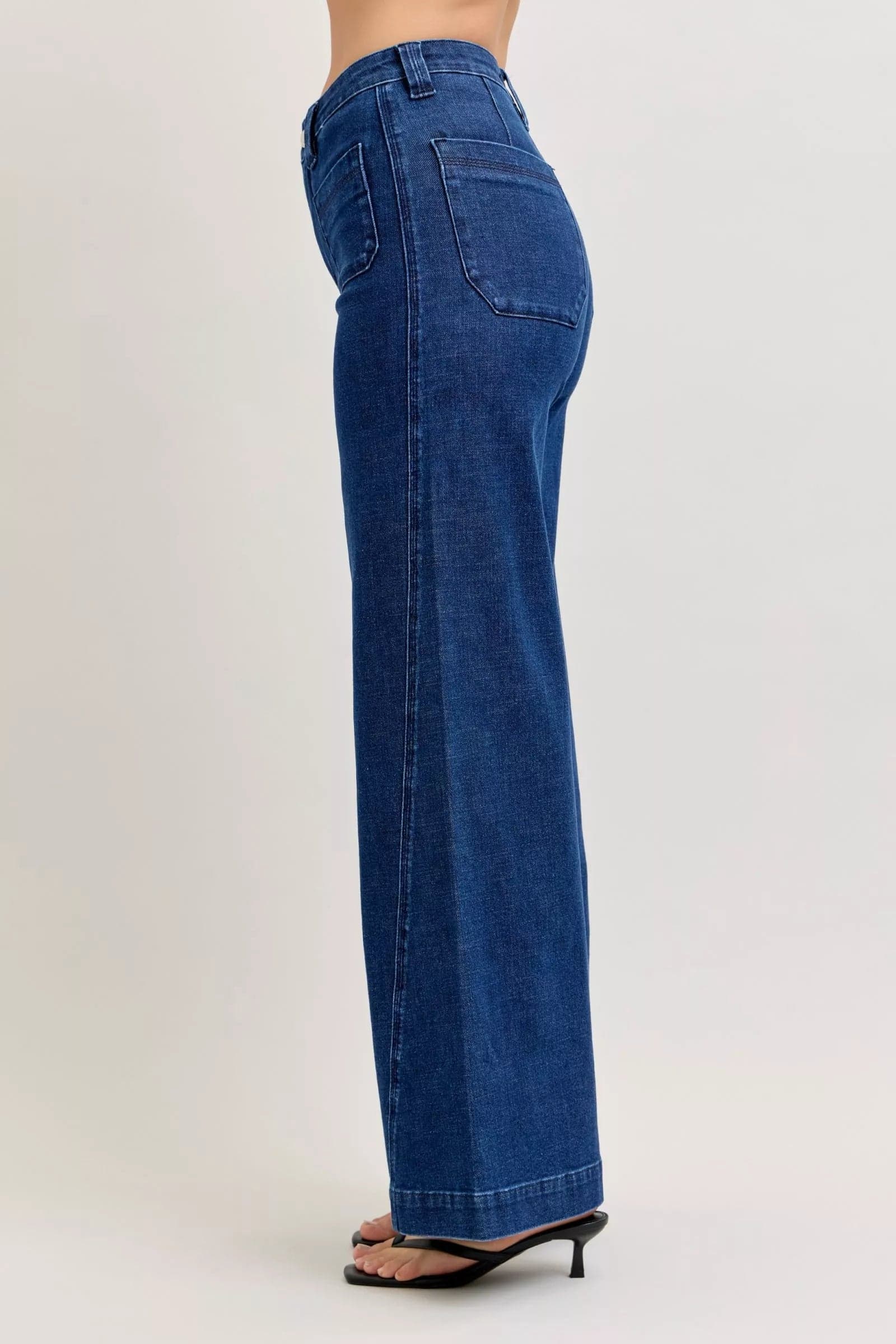 Judy Blue High-Waisted Retro Wide Jeans with Patch Pkts & Twisted Seams - DK / 1(25) - Thumbnail 3