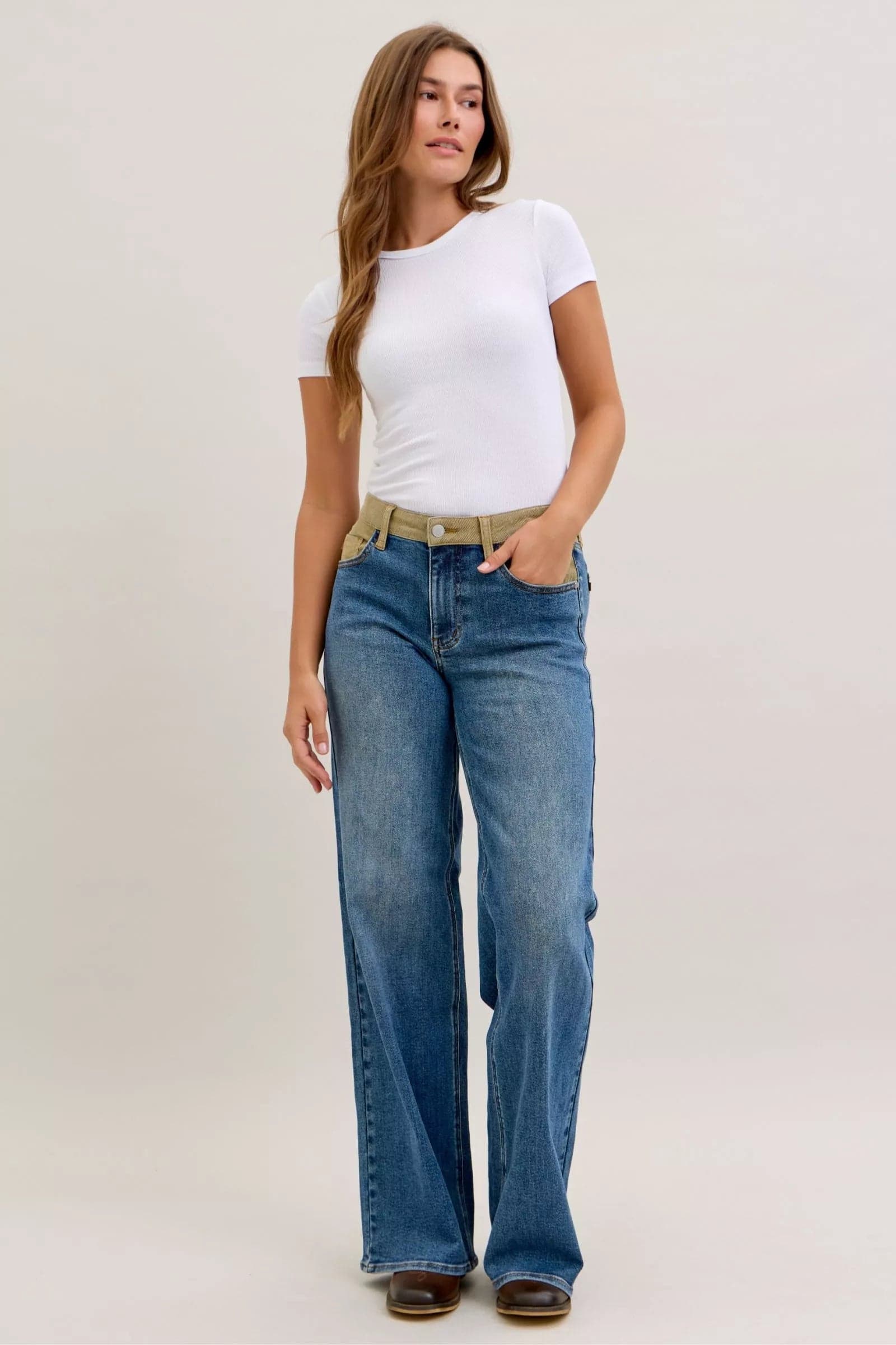Judy Blue MR Column Straight Jeans with Corduroy Waist - MD / 15(32) - Thumbnail 5