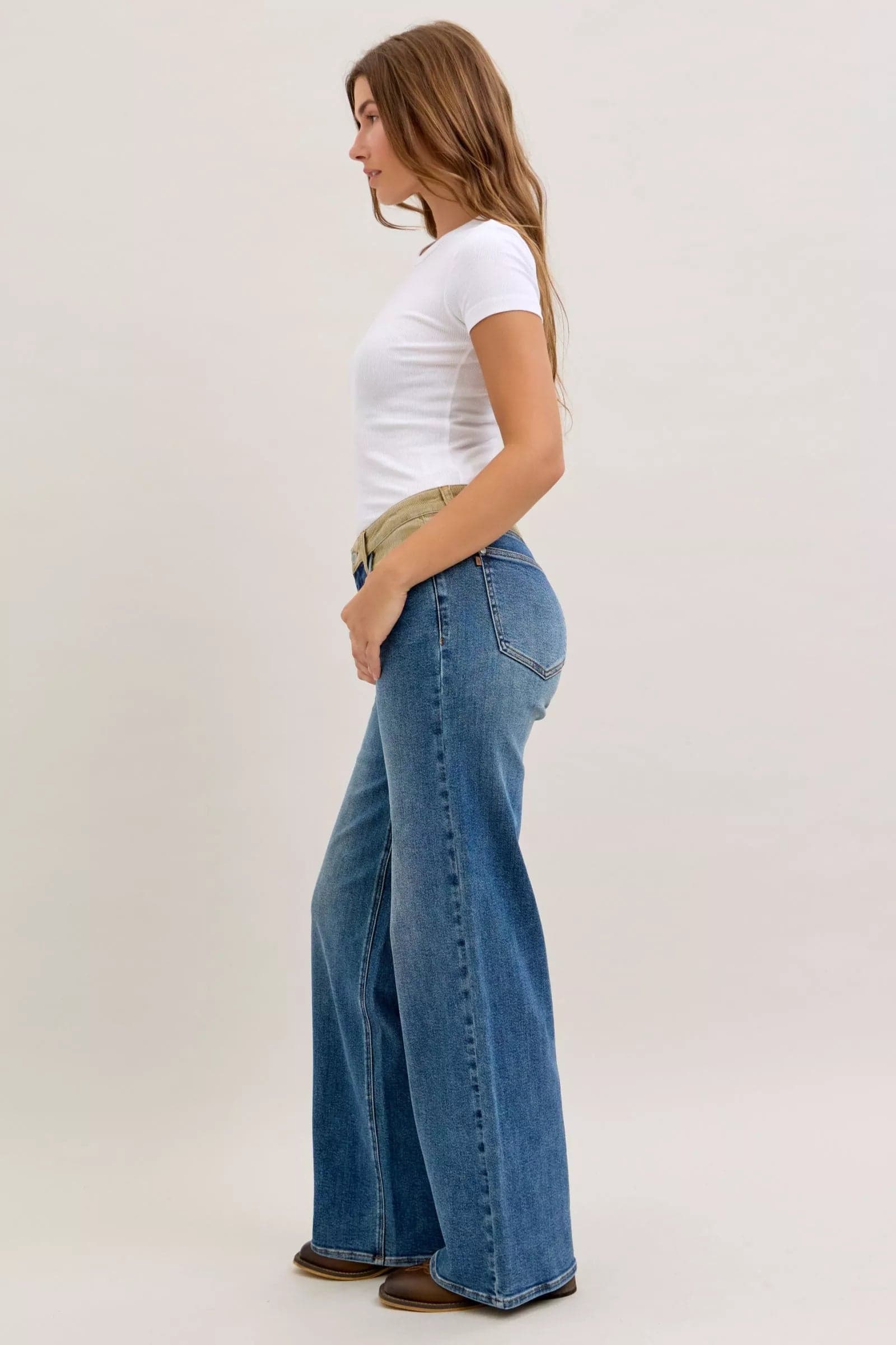 Judy Blue MR Column Straight Jeans with Corduroy Waist - MD / 15(32) - Thumbnail 7