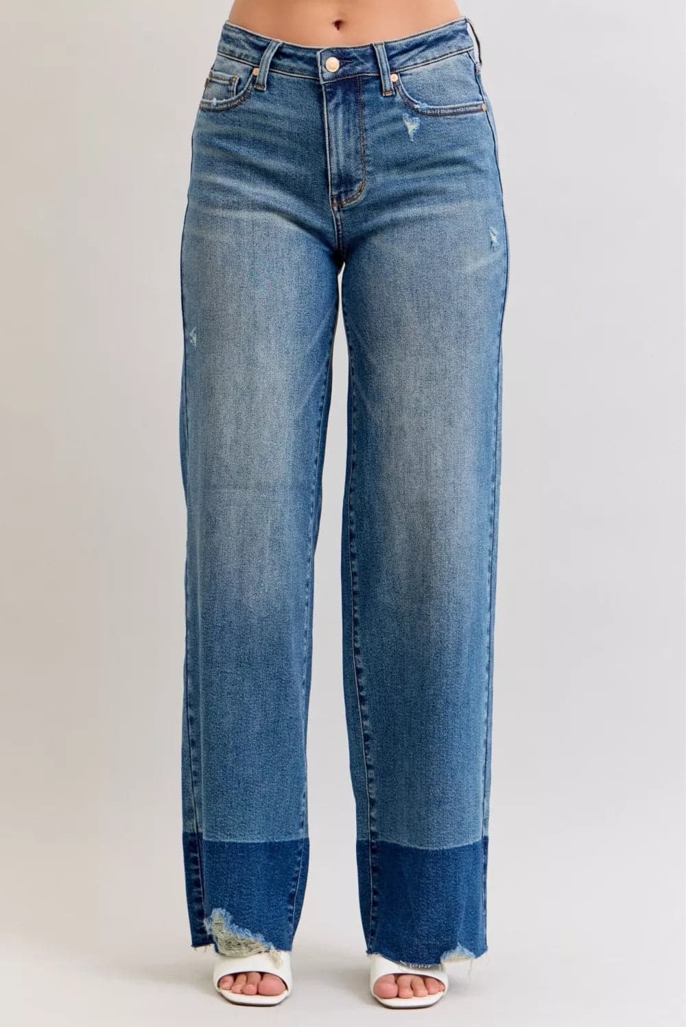 Judy Blue Raw Hem High Waist Column Straight Jeans - DK / 11(30) - Thumbnail 8