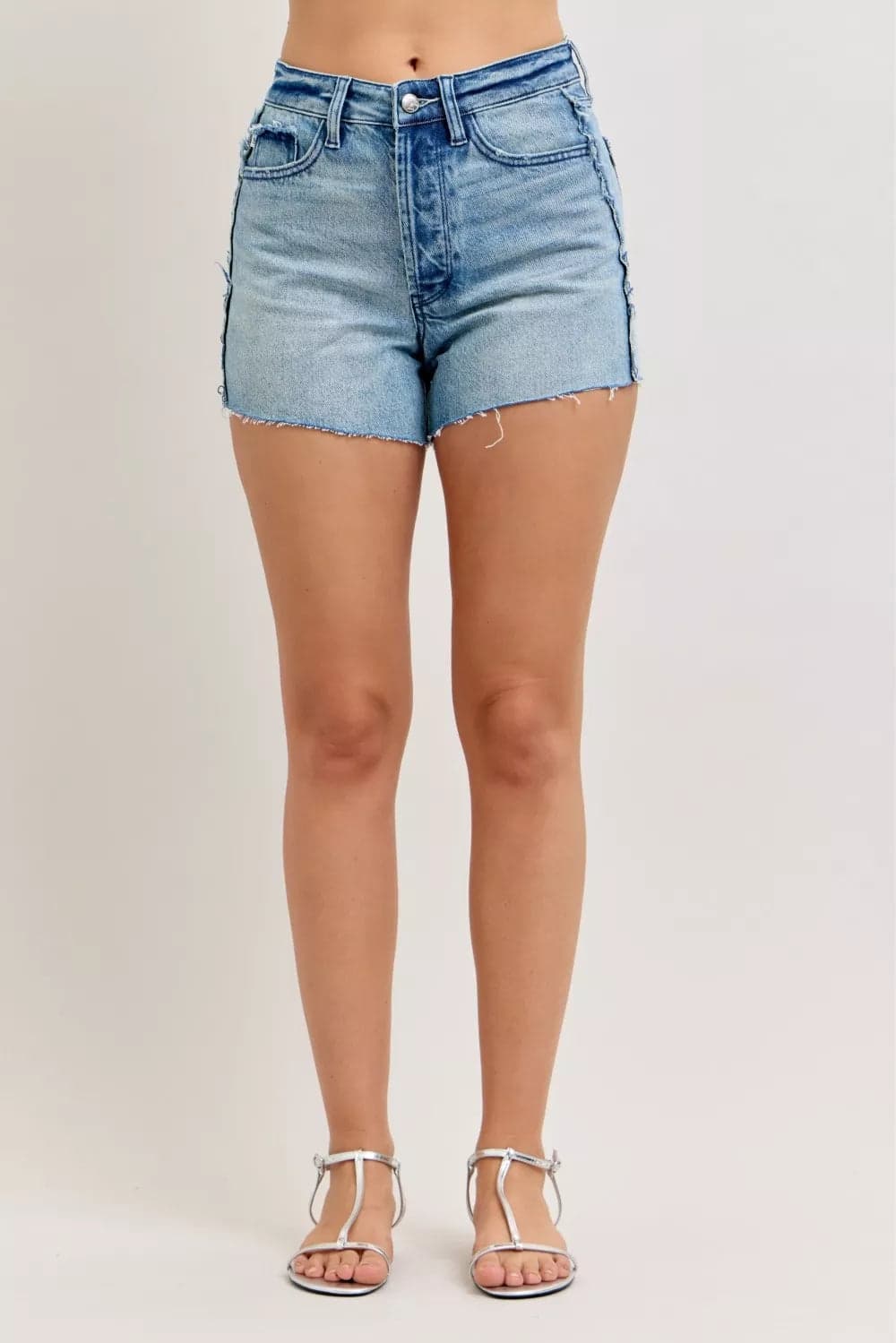 Judy Blue Hw Rigid Magic Cut Off Denim Shorts with Raw Side Seams - MD / S