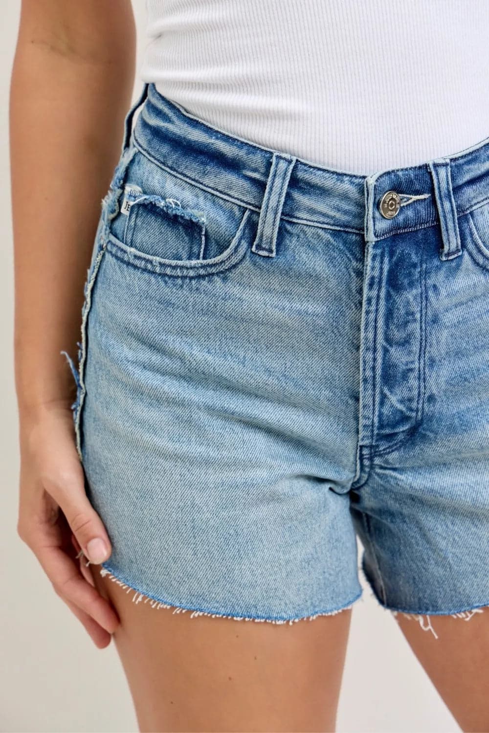 Judy Blue Hw Rigid Magic Cut Off Denim Shorts with Raw Side Seams - MD / S - Thumbnail 5