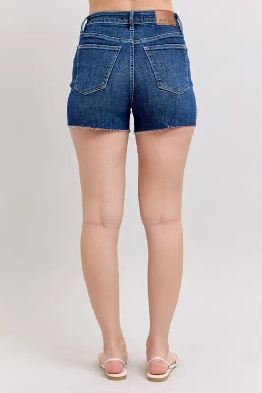 Judy Blue Full Size High Waist Criss-Cross Waistband Denim Shorts Plus Size - DK / S - Thumbnail 6