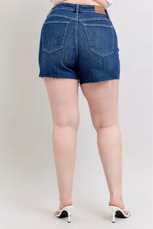 Judy Blue Full Size High Waist Criss-Cross Waistband Denim Shorts Plus Size - DK / S - Thumbnail 13