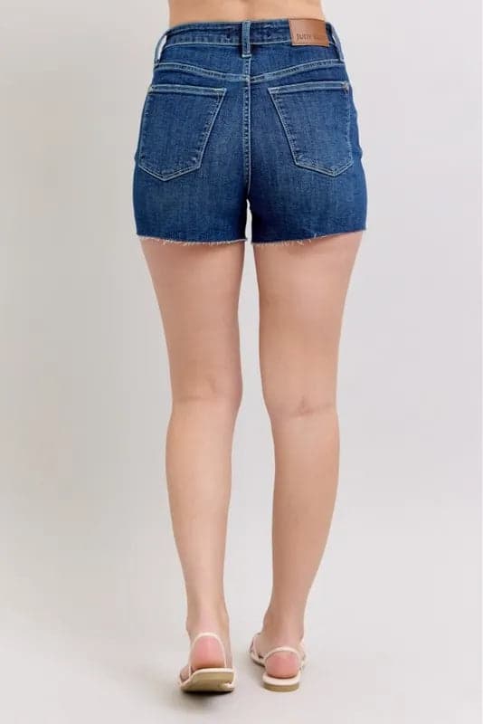 Judy Blue Full Size High Waist Criss-Cross Waistband Denim Shorts Plus Size - DK / S - Thumbnail 5