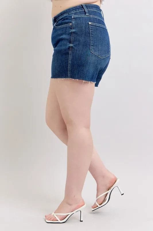 Judy Blue Full Size High Waist Criss-Cross Waistband Denim Shorts Plus Size - DK / S - Thumbnail 16