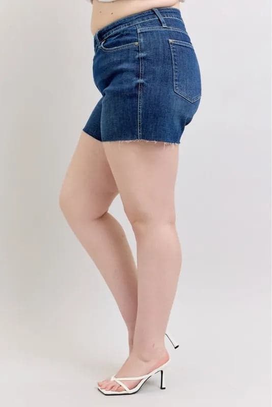 Judy Blue Full Size High Waist Criss-Cross Waistband Denim Shorts Plus Size - DK / S - Thumbnail 17