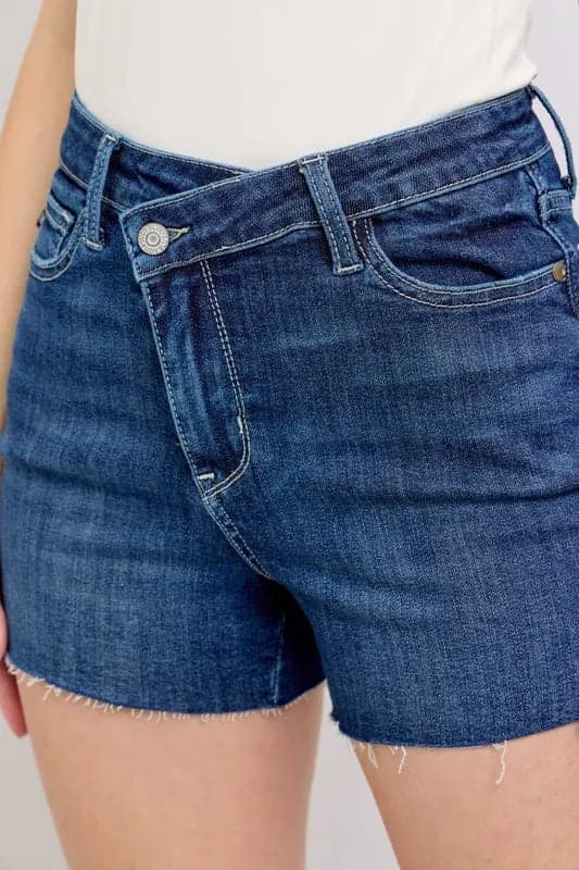 Judy Blue Full Size High Waist Criss-Cross Waistband Denim Shorts Plus Size - DK / S - Thumbnail 9