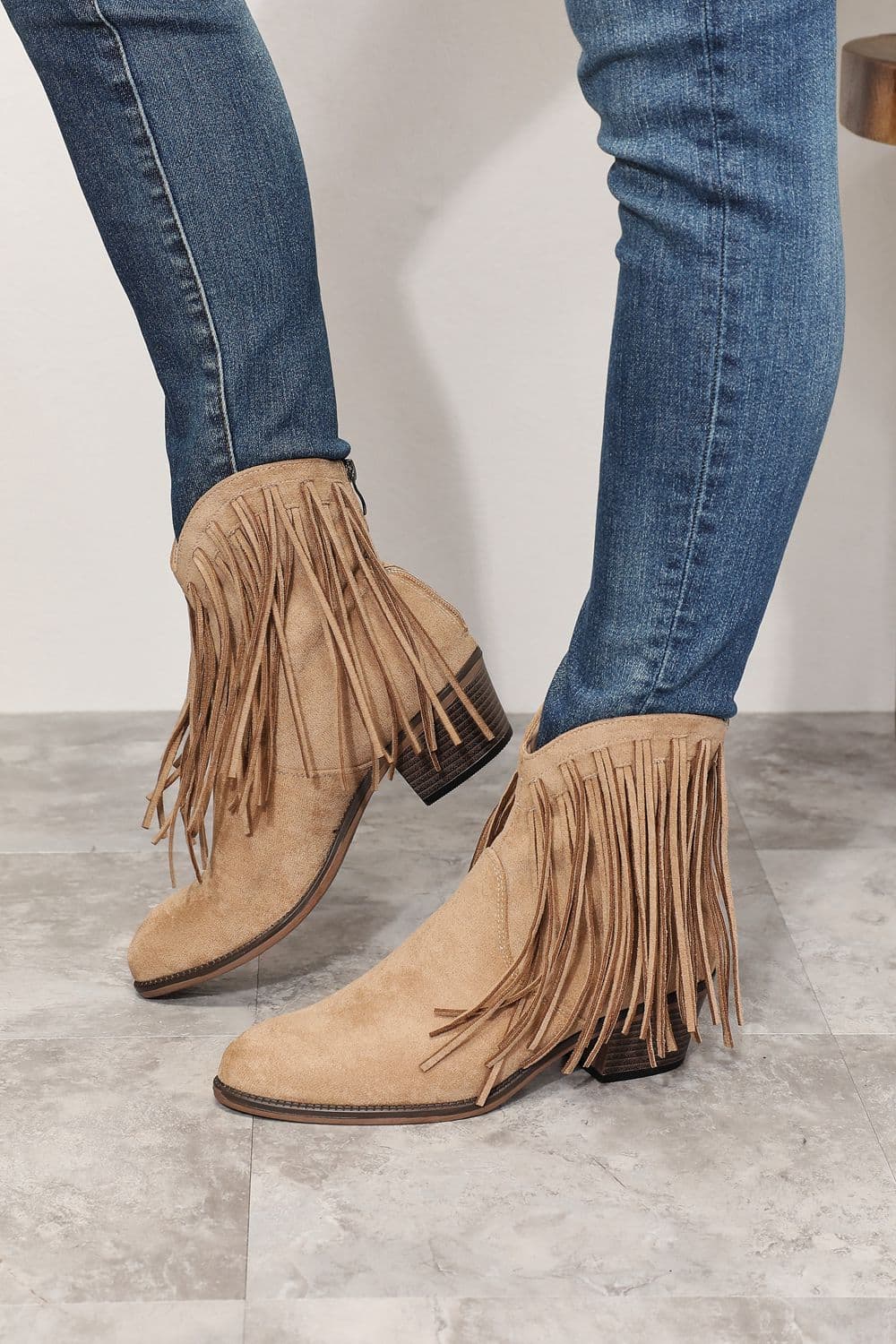 Legend Women's Fringe Cowboy Western Ankle Boots - Khaki / 6.5 - Thumbnail 3
