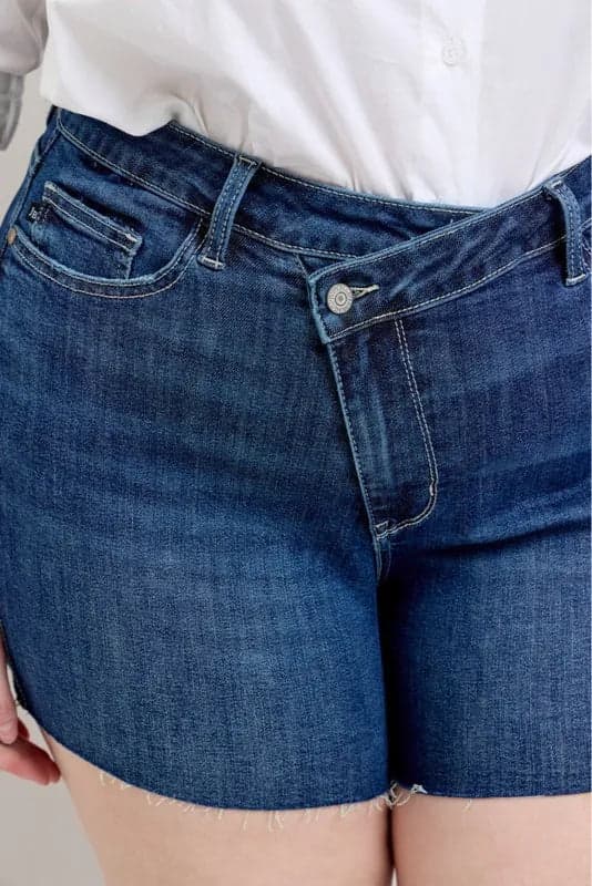 Judy Blue Full Size High Waist Criss-Cross Waistband Denim Shorts Plus Size - DK / S - Thumbnail 18