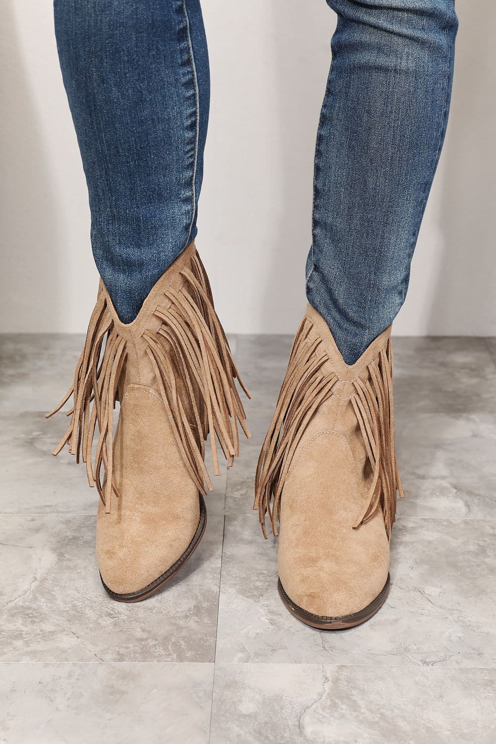 Legend Women's Fringe Cowboy Western Ankle Boots - Khaki / 6.5