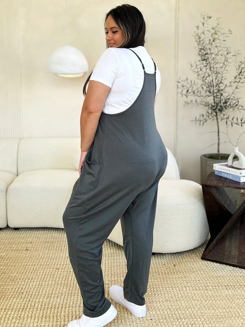Double Take Full Size Sleeveless V-Neck Pocketed Jumpsuit - Orange / 3XL - Thumbnail 8