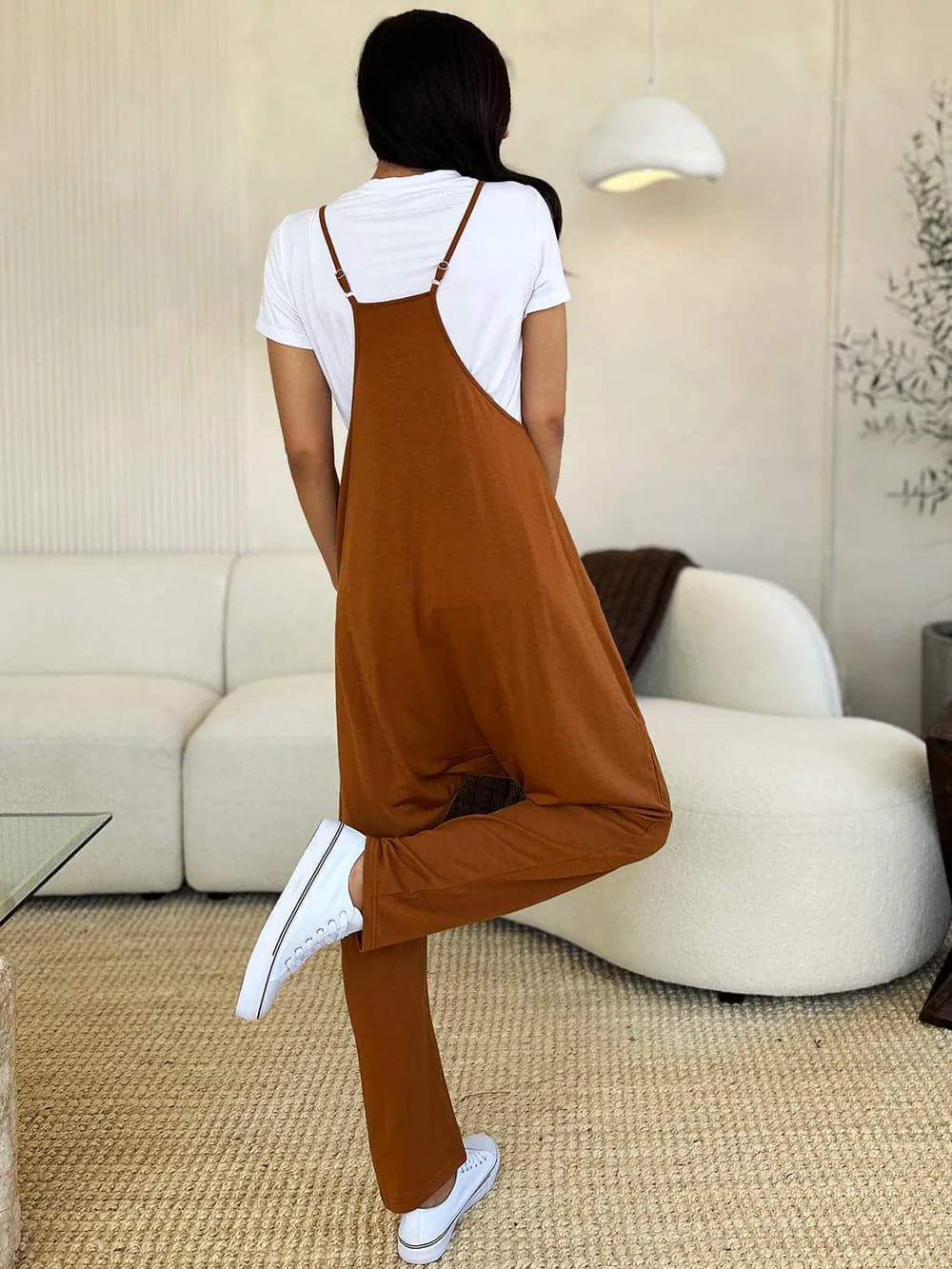 Double Take Full Size Sleeveless V-Neck Pocketed Jumpsuit - Orange / 3XL - Thumbnail 15